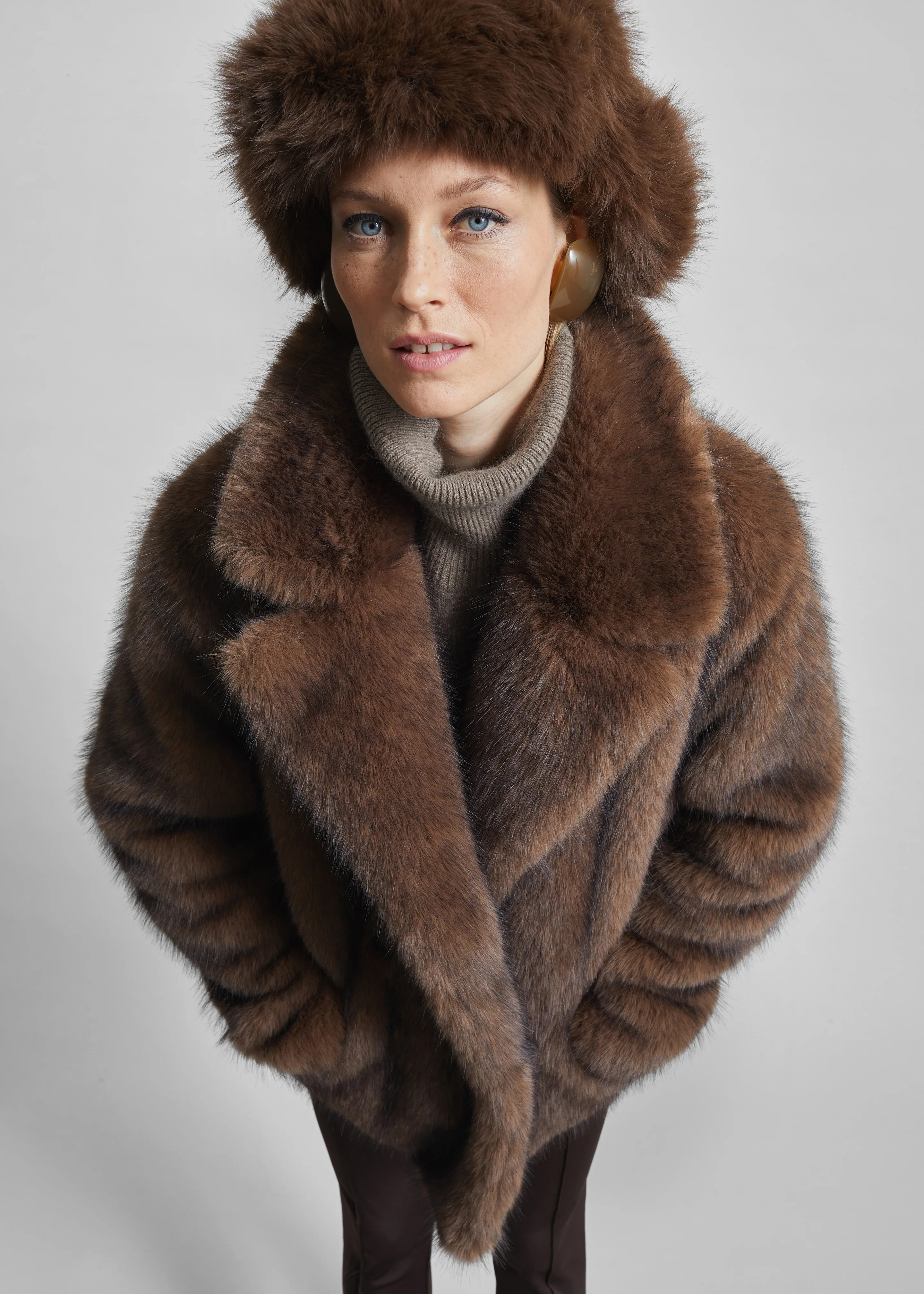 Adamello Faux Fur Short Coat - Brown