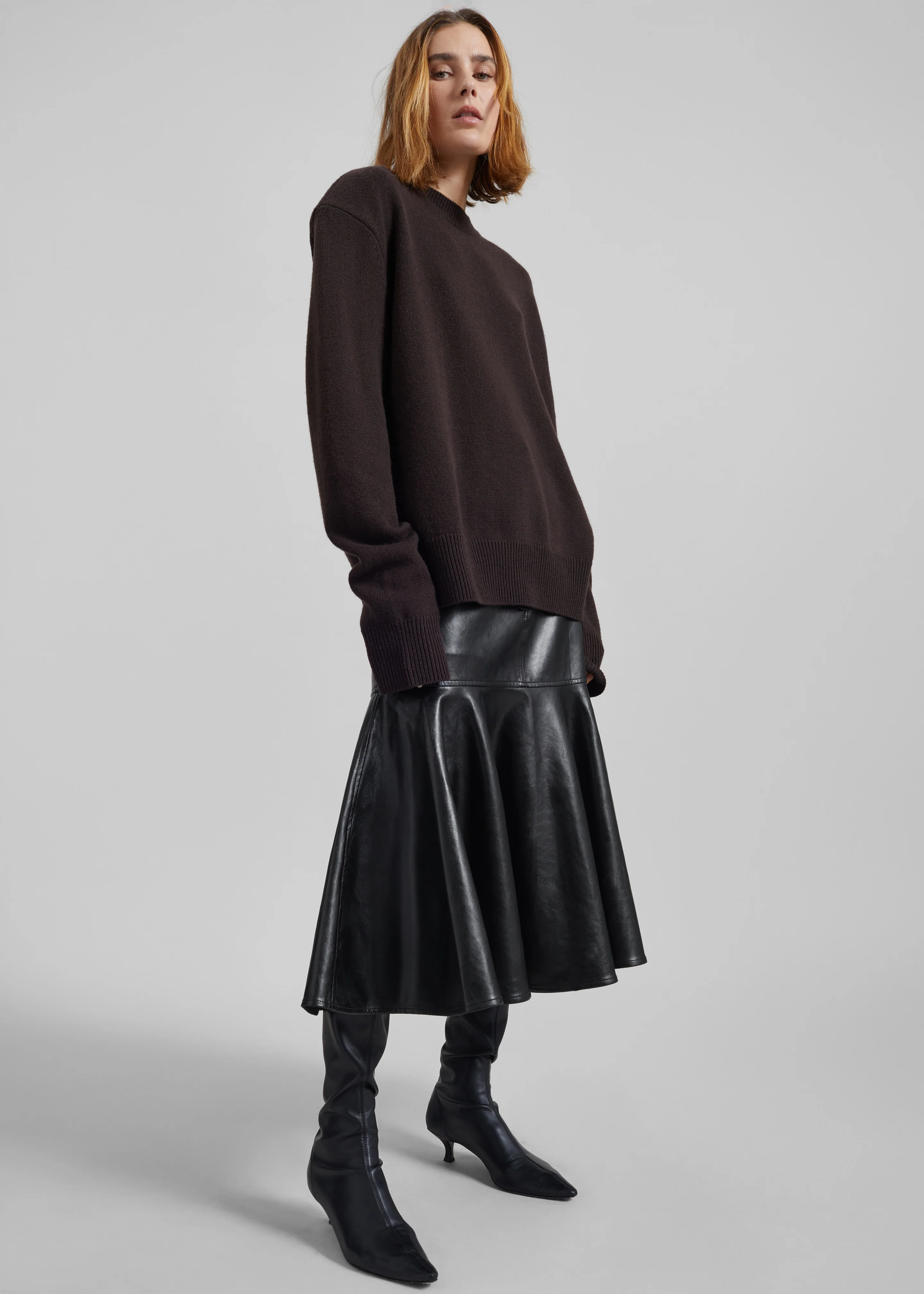 Arvika Faux Leather Mermaid Skirt - Black
