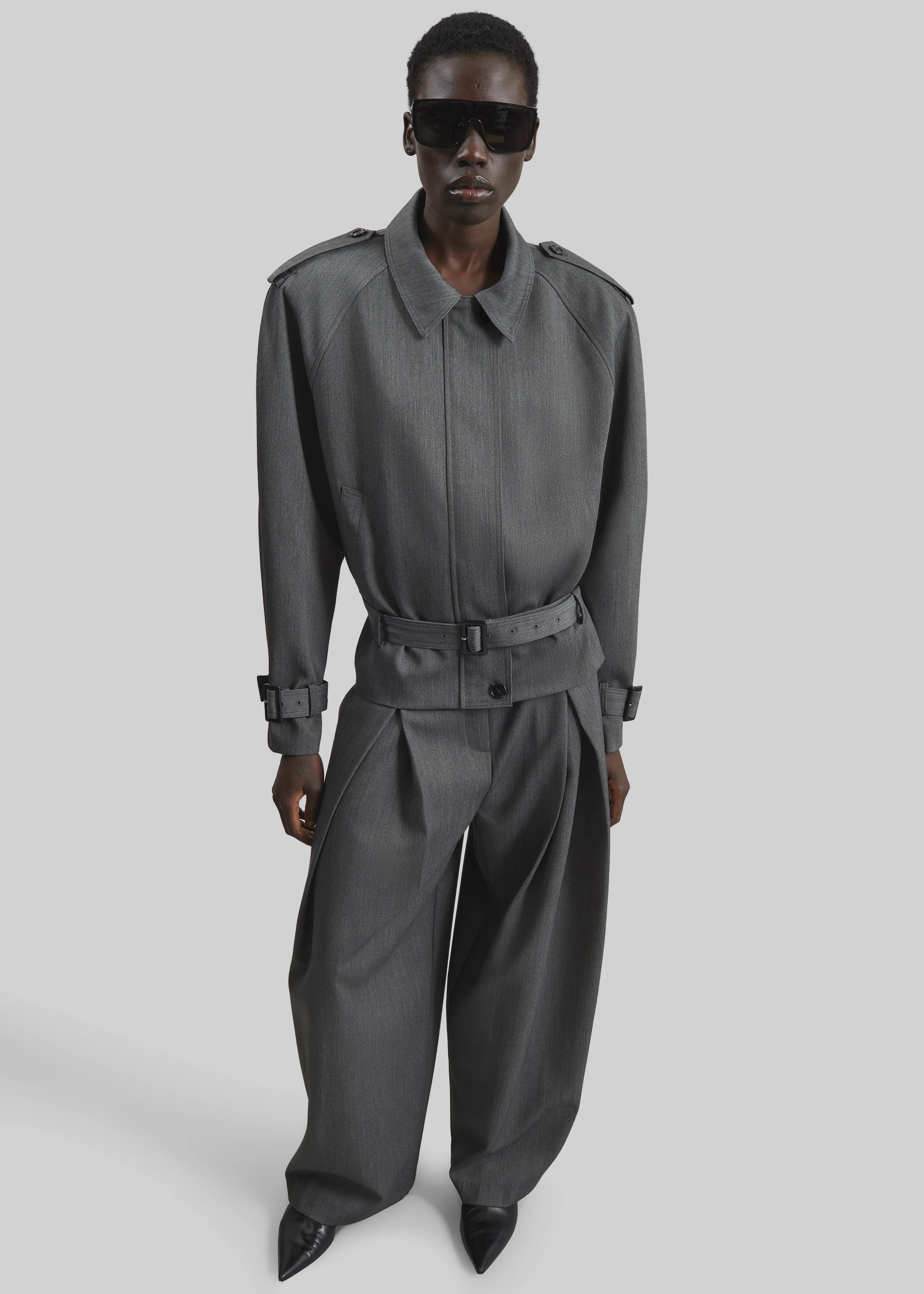 Avray Pleated Trousers - Grey - Image 3