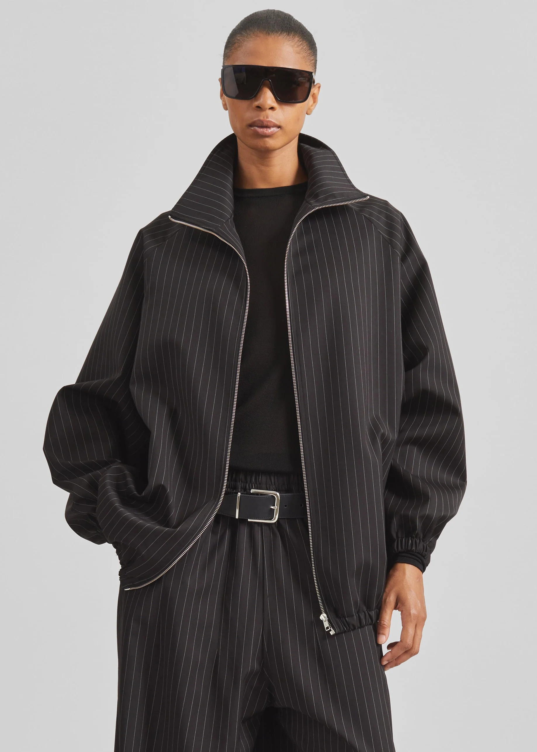 Baxter Track Jacket - Black/White Pinstripe