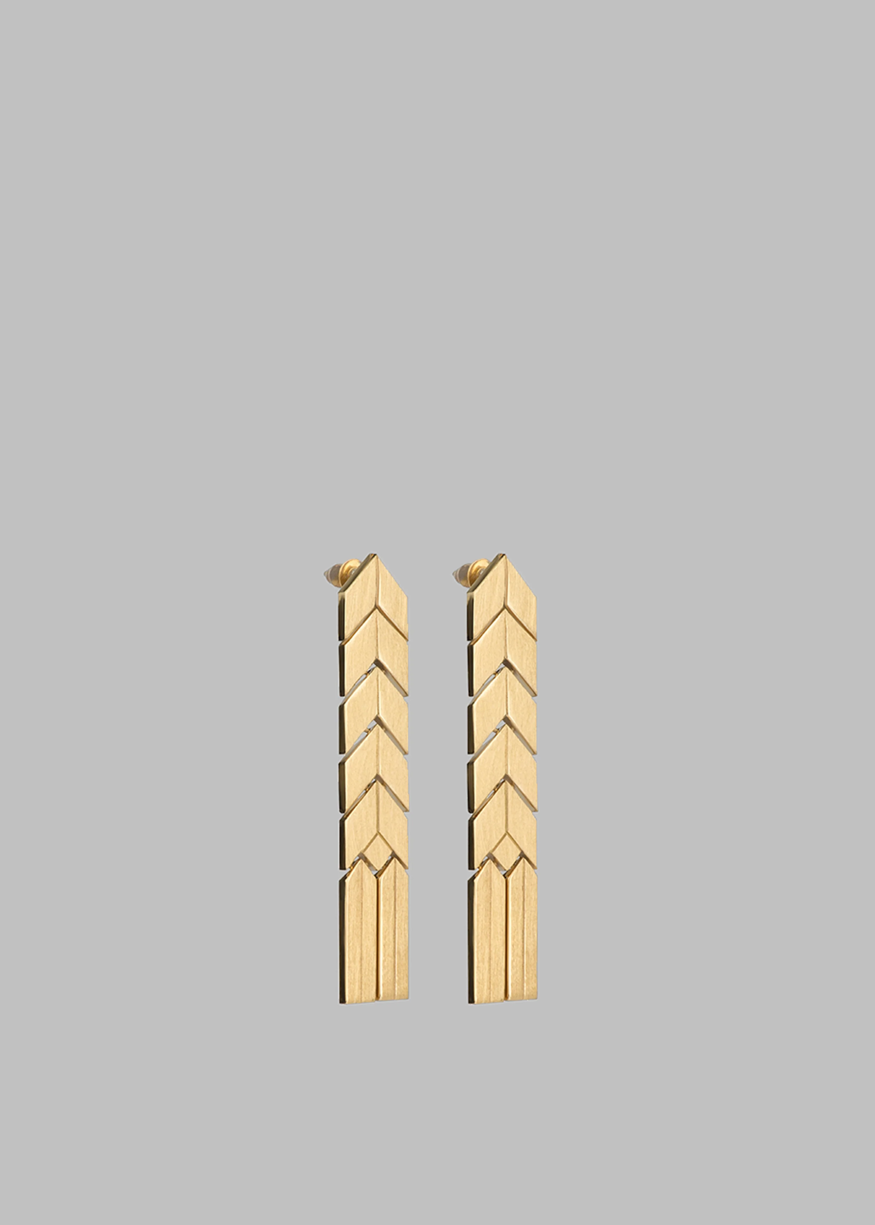 Bevza Flat Spikelet Earrings - Gold - Image 2