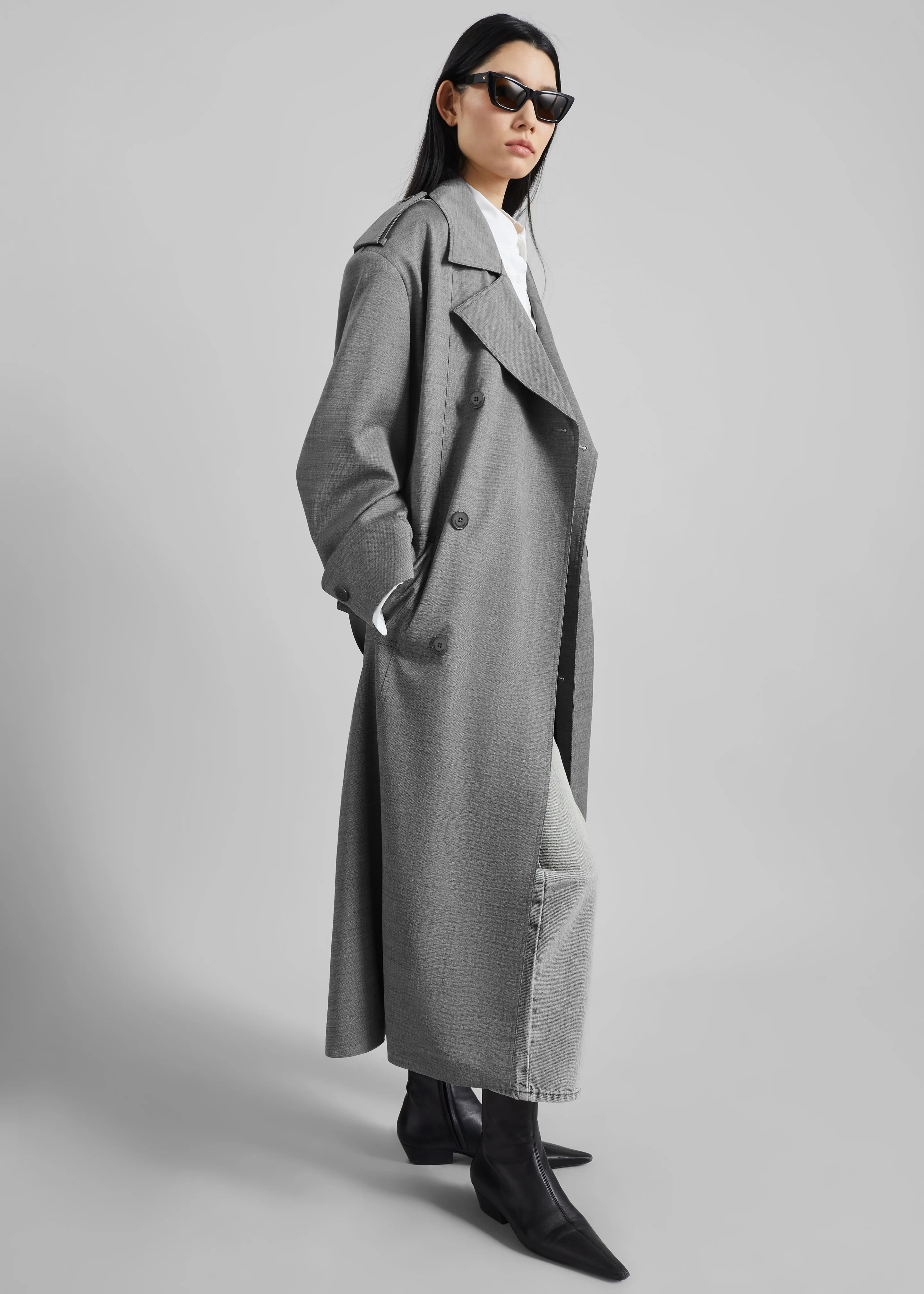 Bleecker Trench Coat - Grey Melange - Image 7