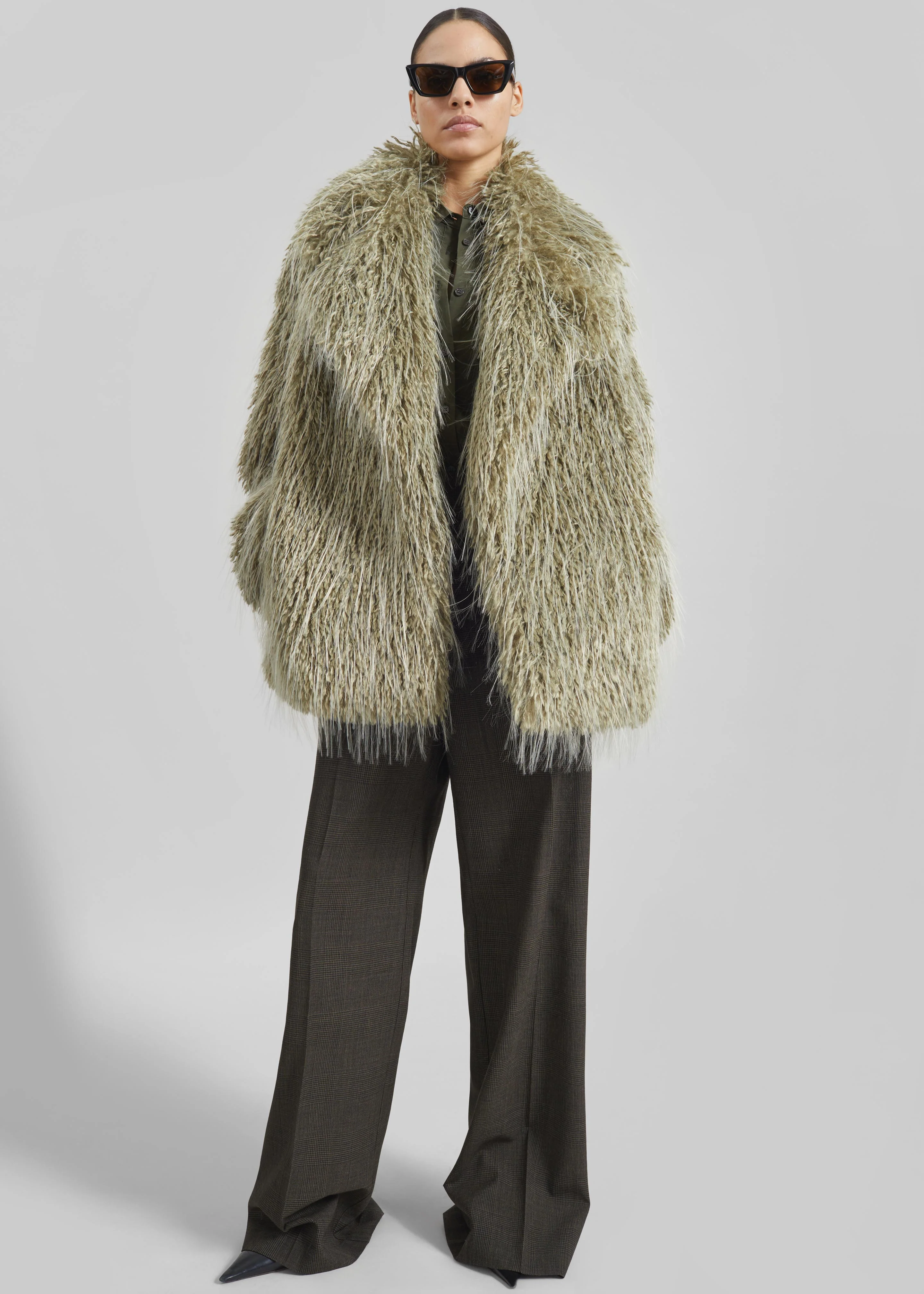 Brina Faux Fur Coat - Sage - Image 3