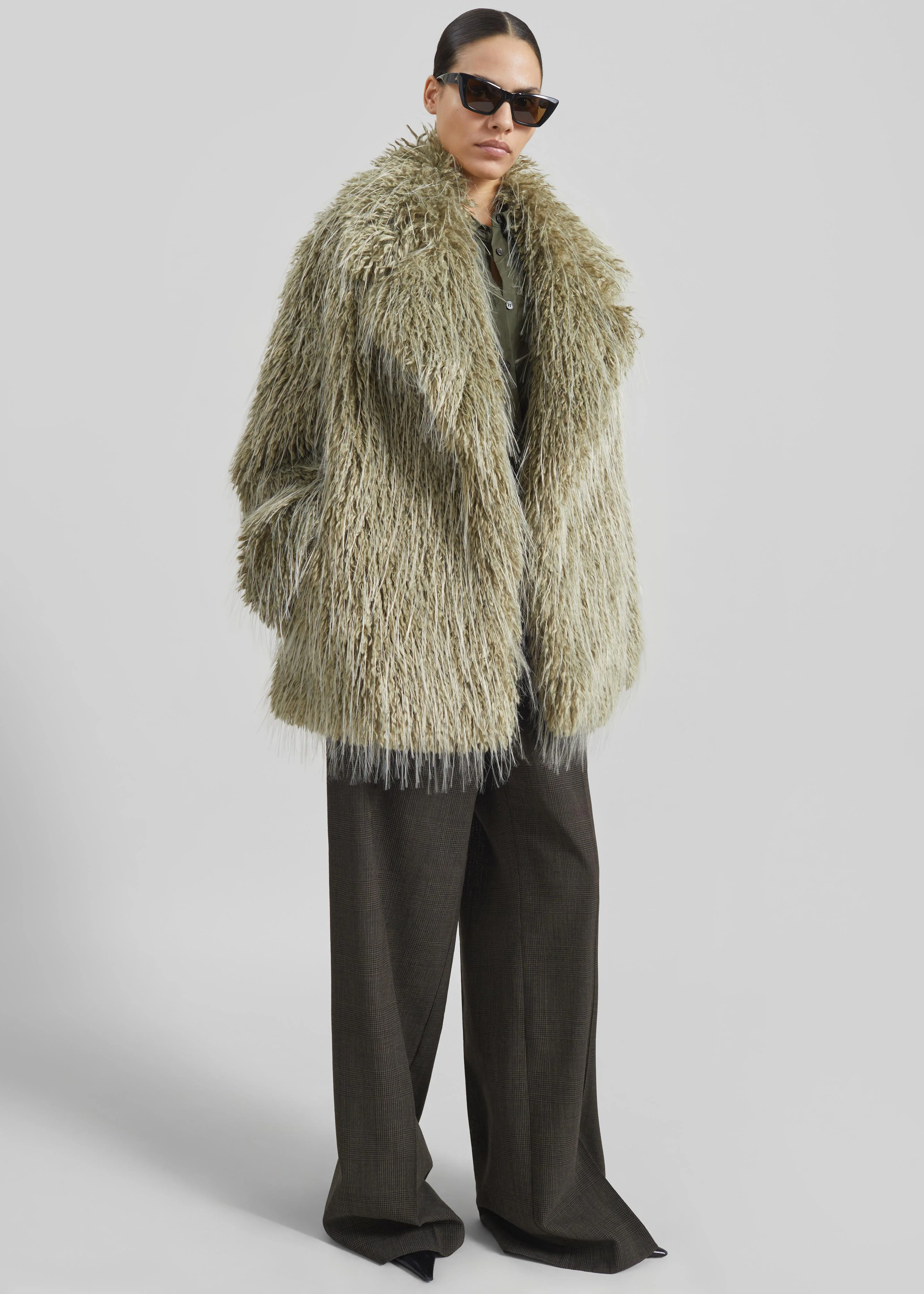 Brina Faux Fur Coat - Sage - Image 6