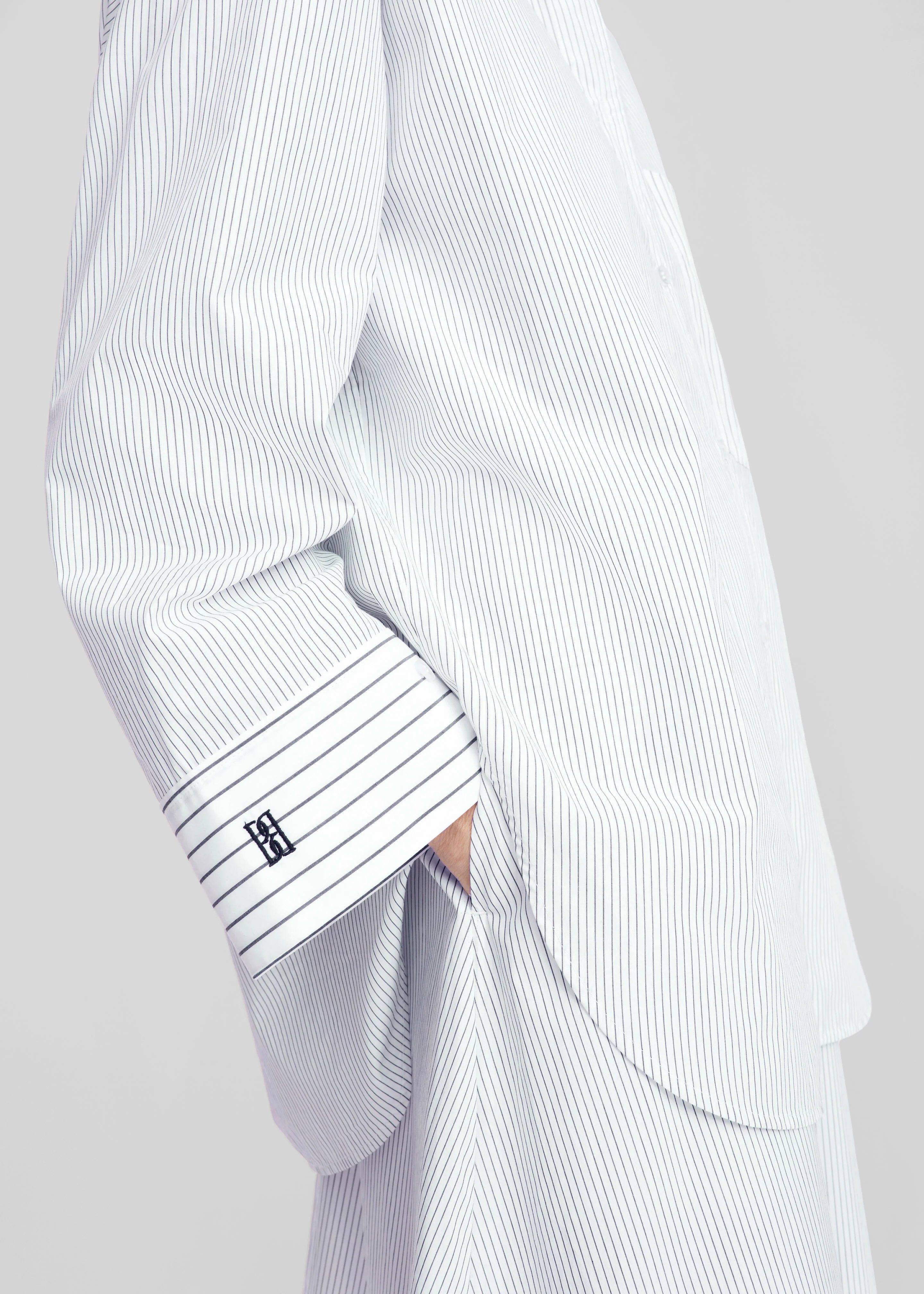 By Malene Birger Derris Shirt - White/Black Mix Stripe