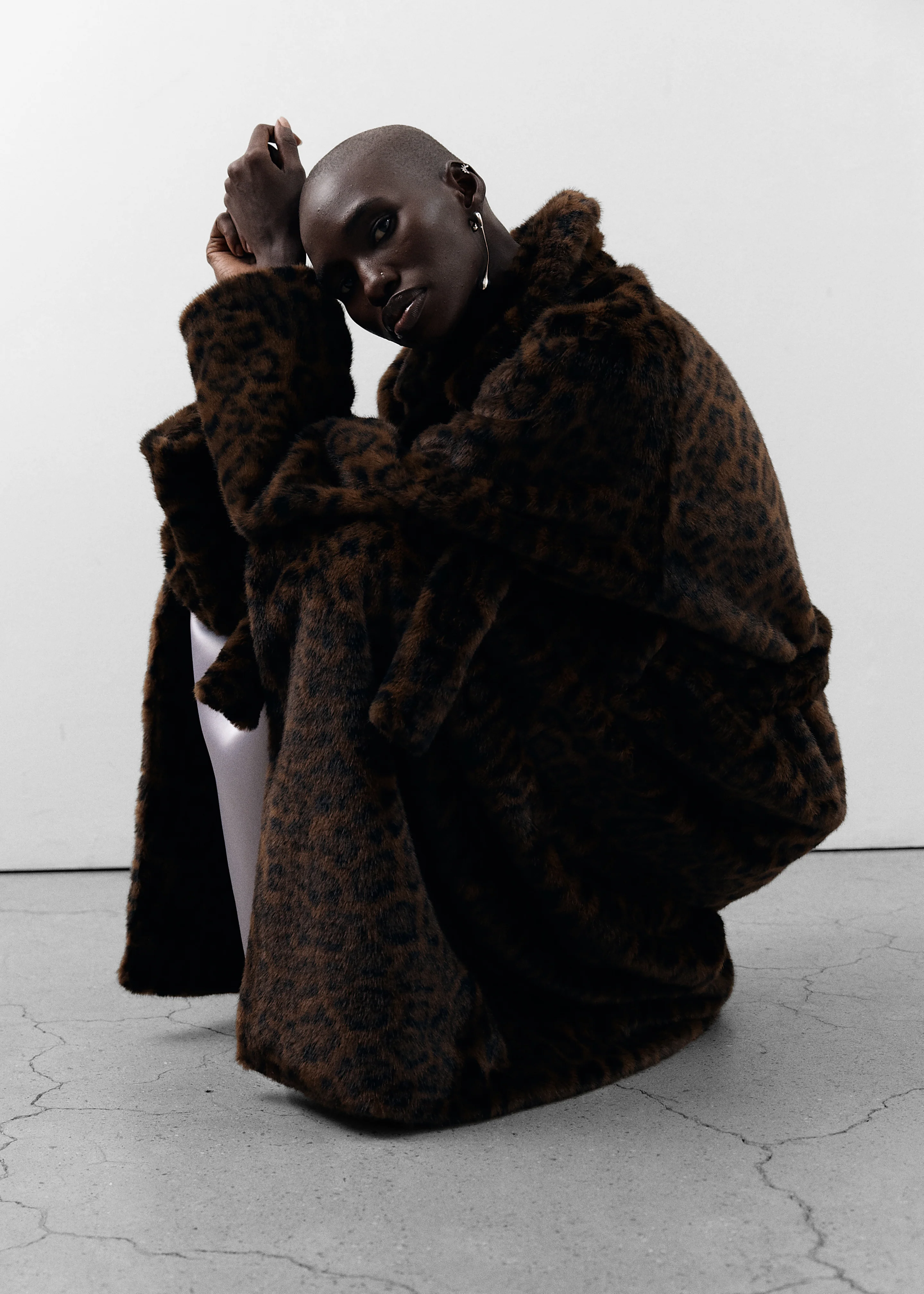 Cadence Faux Fur Long Coat - Leopard Brown - Image 4