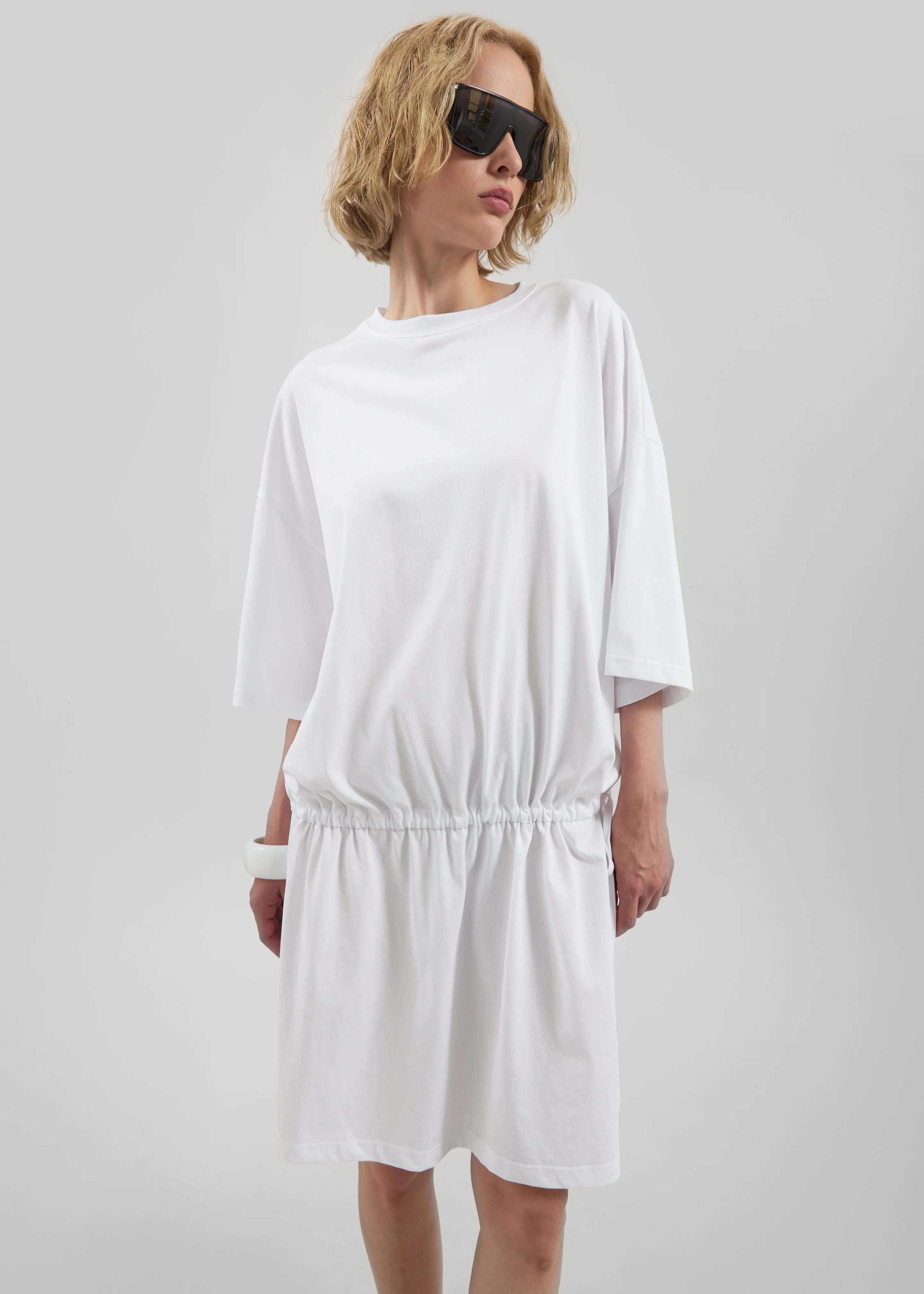 Calitri Drop Waist T-Shirt Dress - White - Image 3