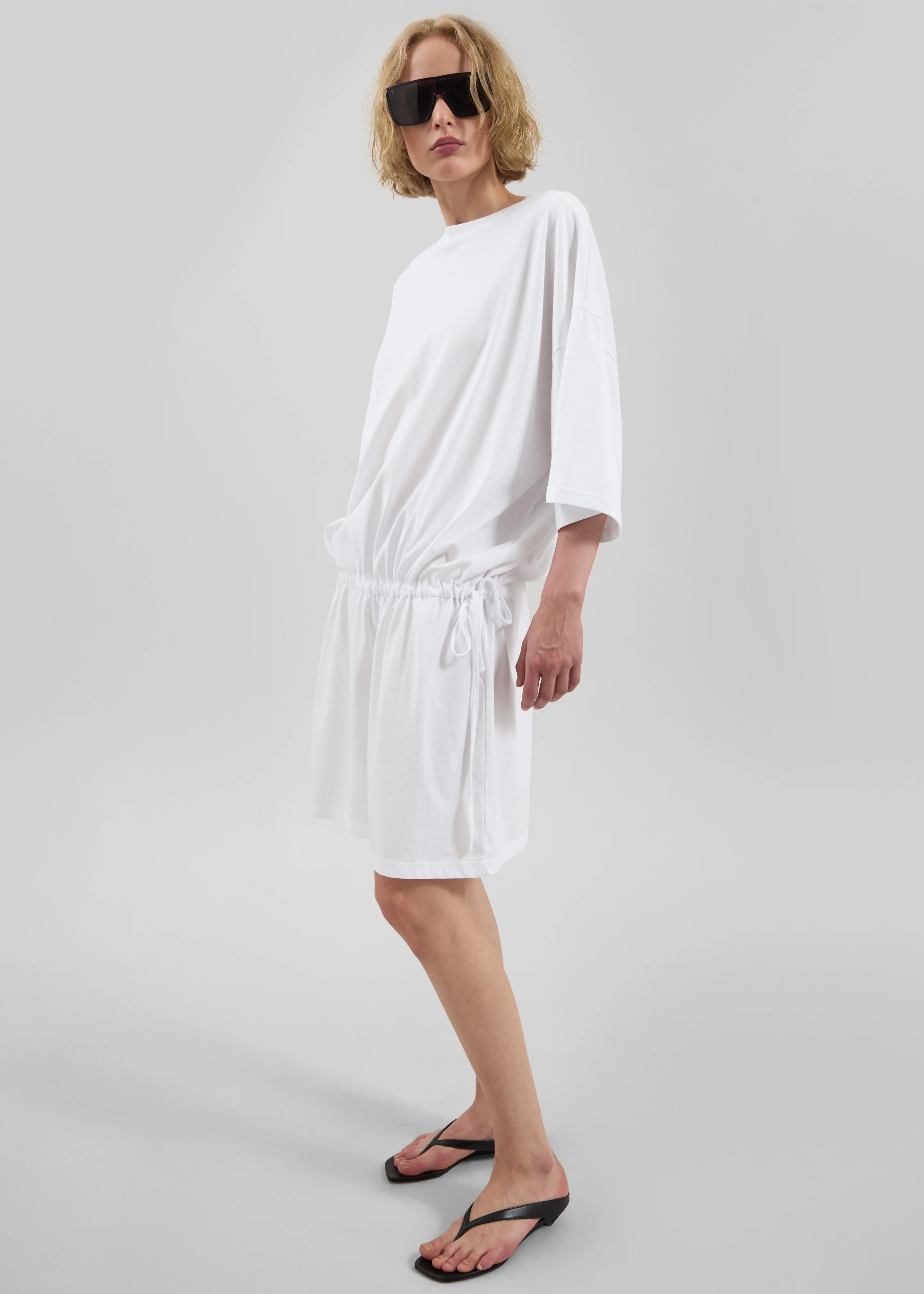 Calitri Drop Waist T-Shirt Dress - White - Image 4
