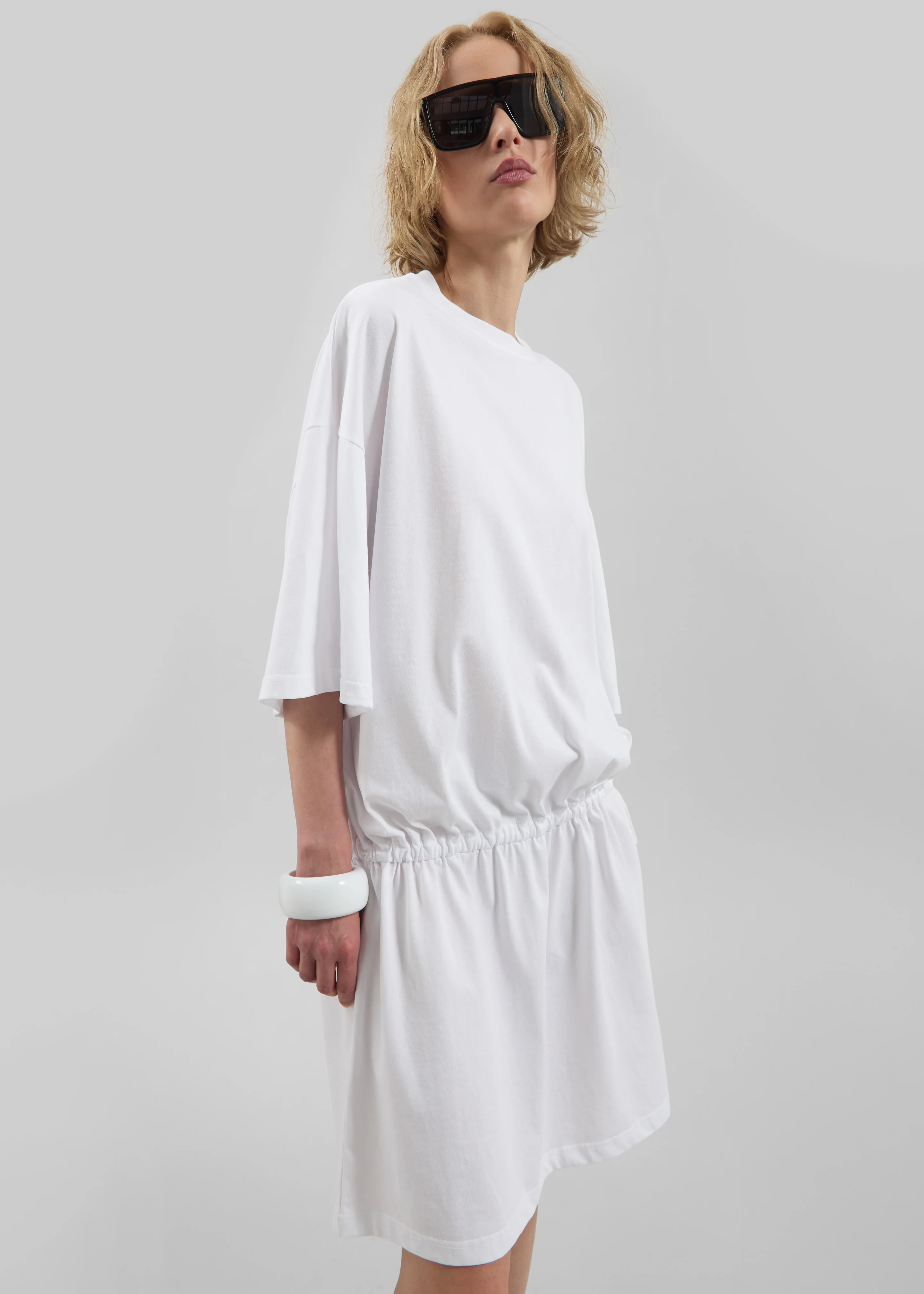Calitri Drop Waist T-Shirt Dress - White - Image 5