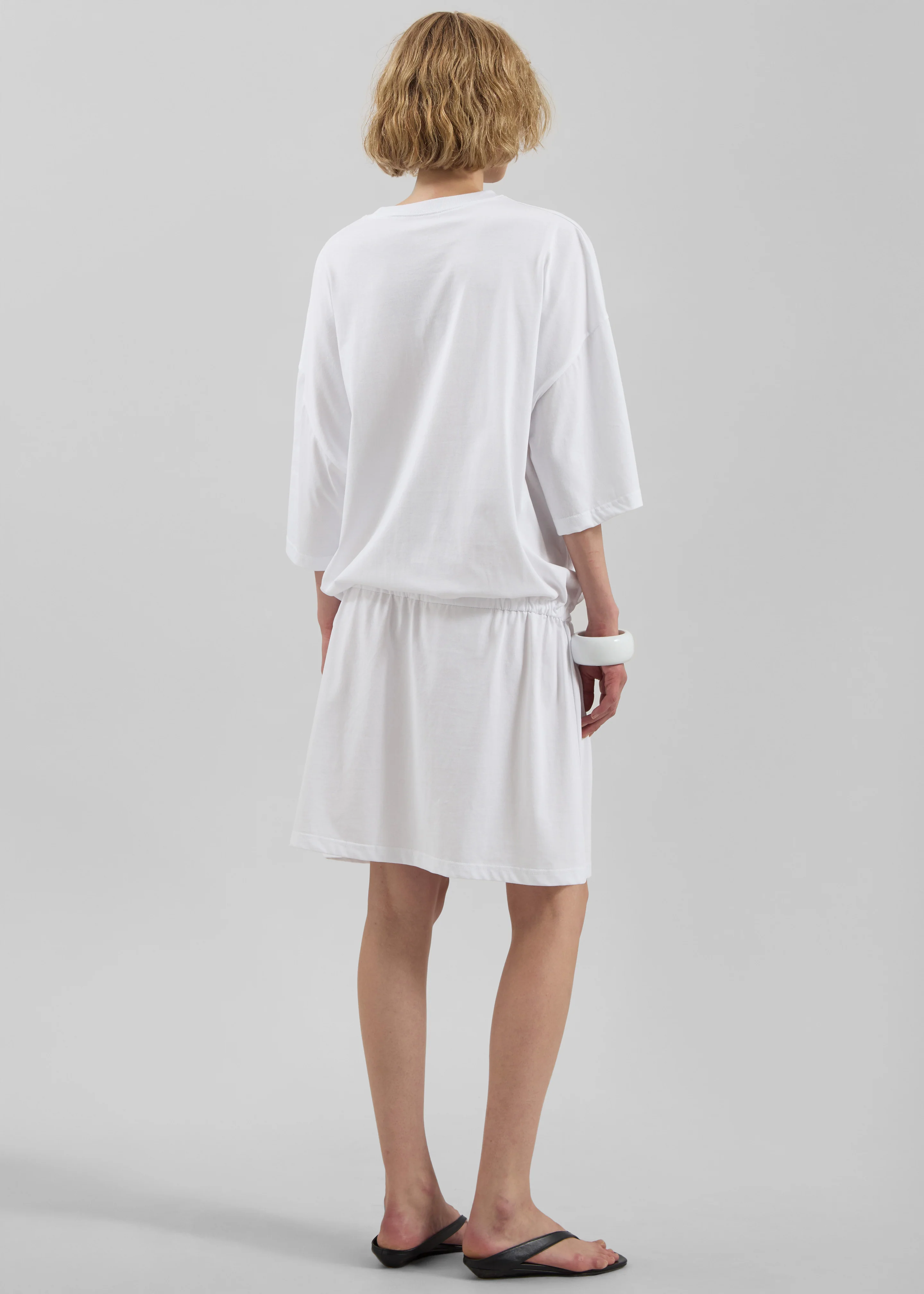 Calitri Drop Waist T-Shirt Dress - White - Image 6