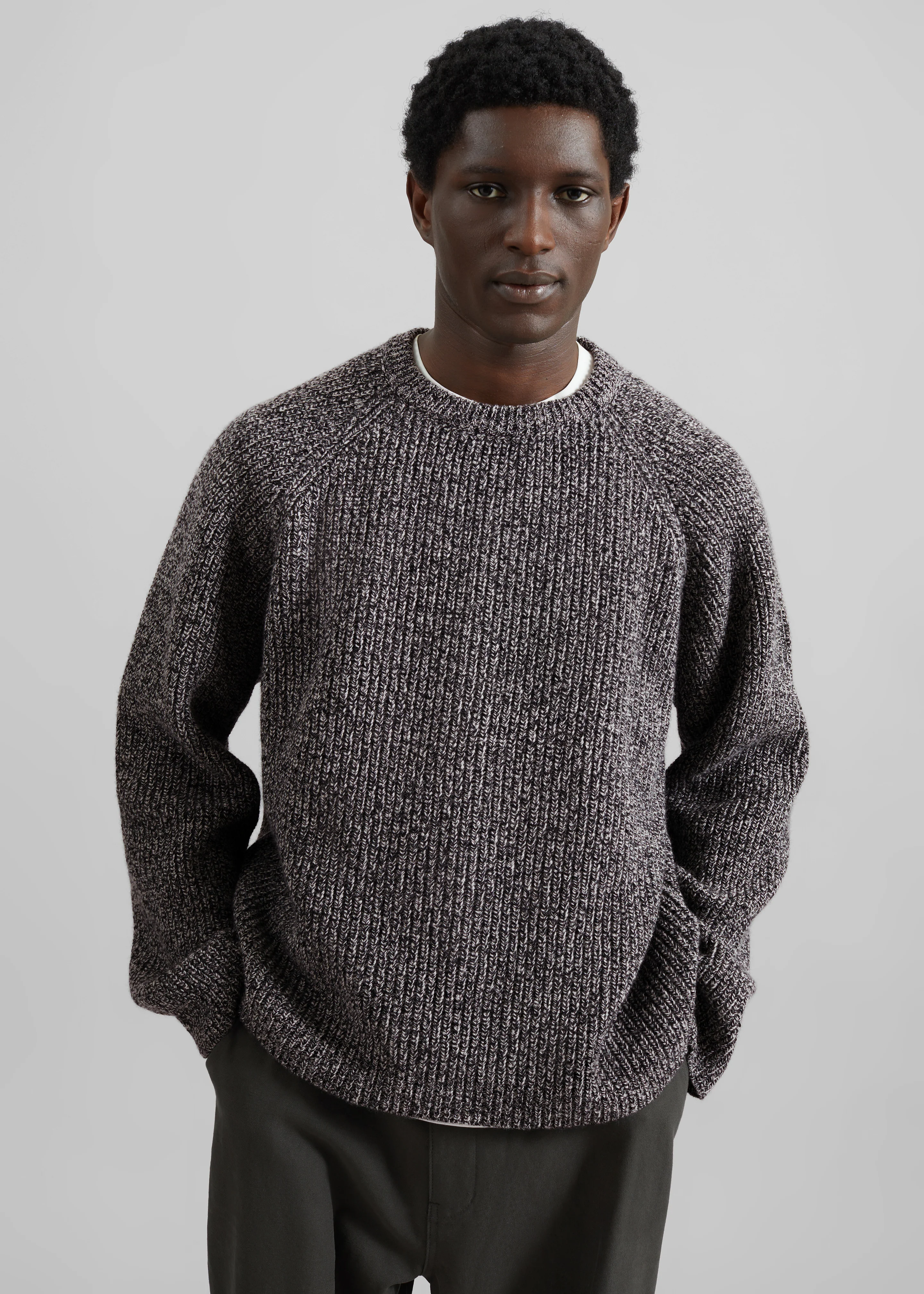Carter Crewneck Sweater - Black Melange - Image 8