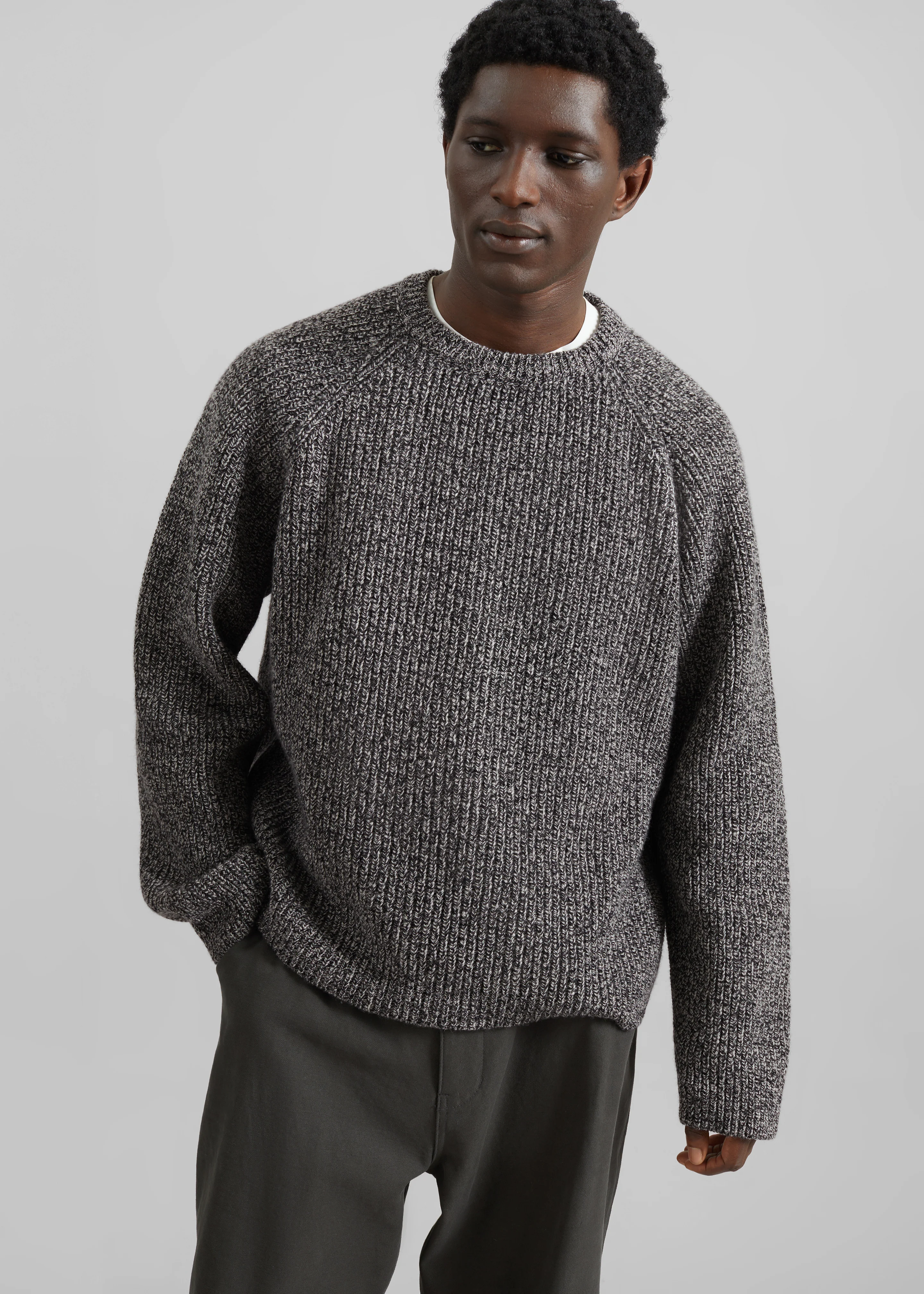 Carter Crewneck Sweater - Black Melange - Image 9