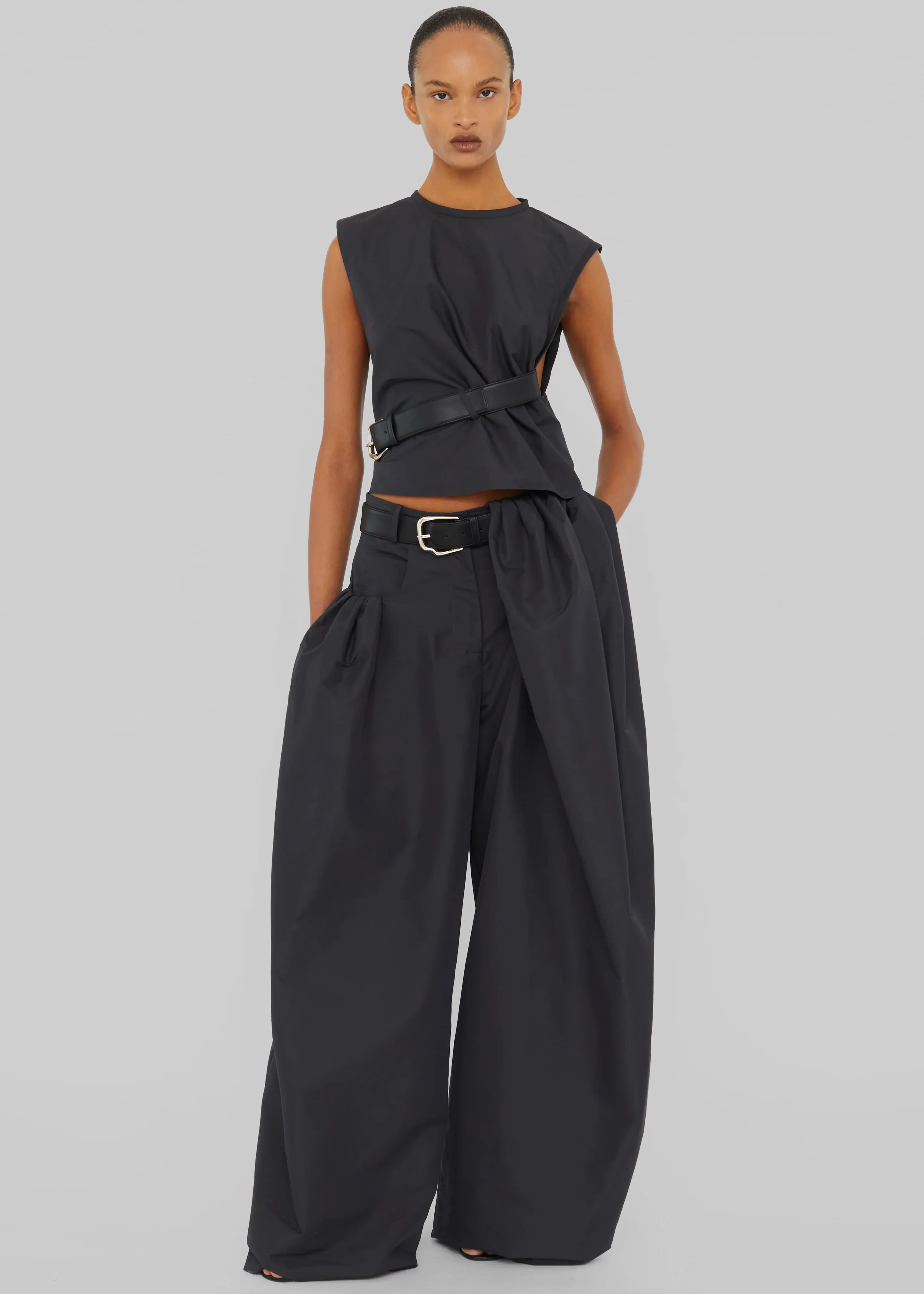Christopher Esber Locus Belted Tafetta Tank - Carbon - Image 4