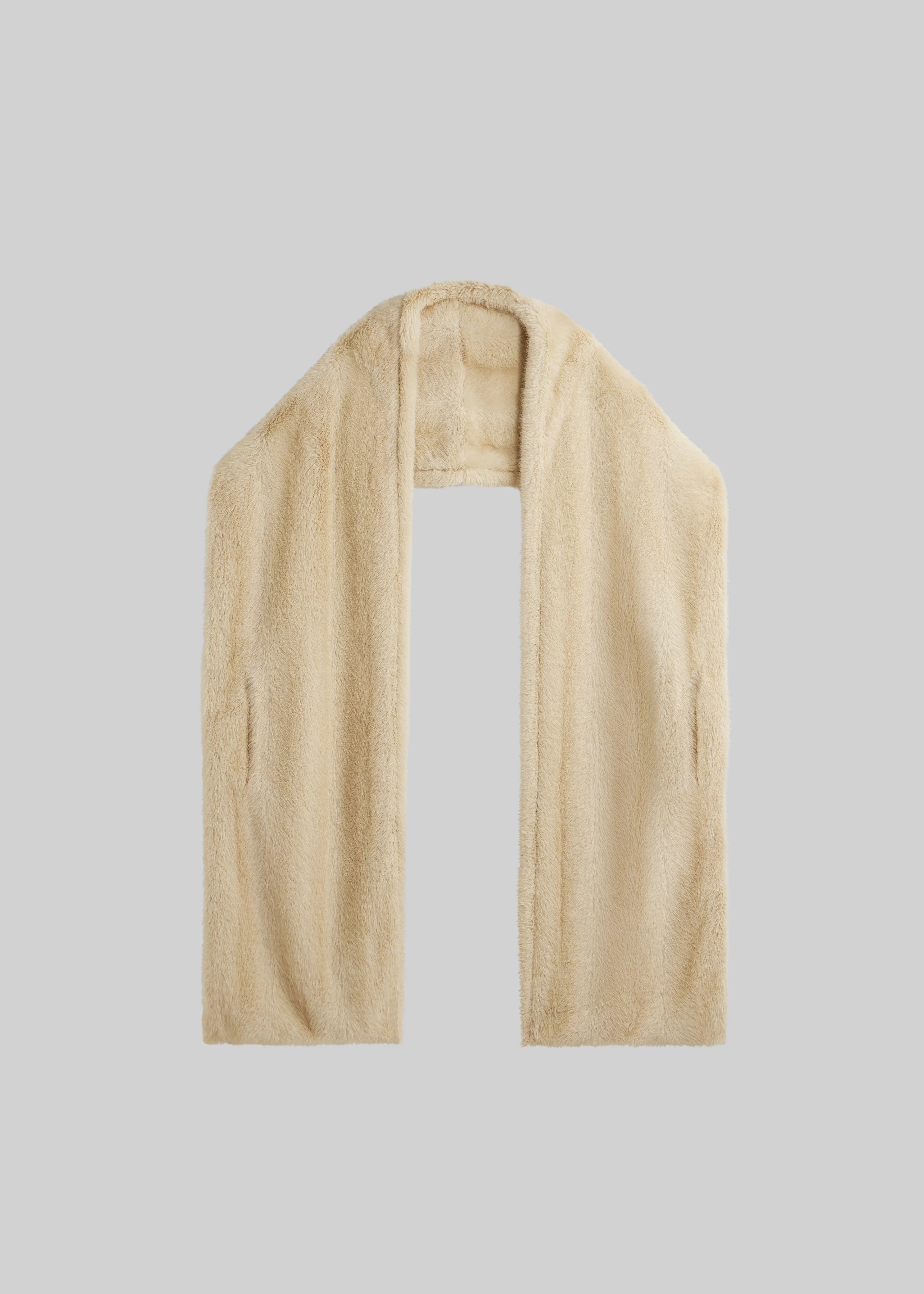 Ciasa Faux Fur Scarf - Beige - Image 2