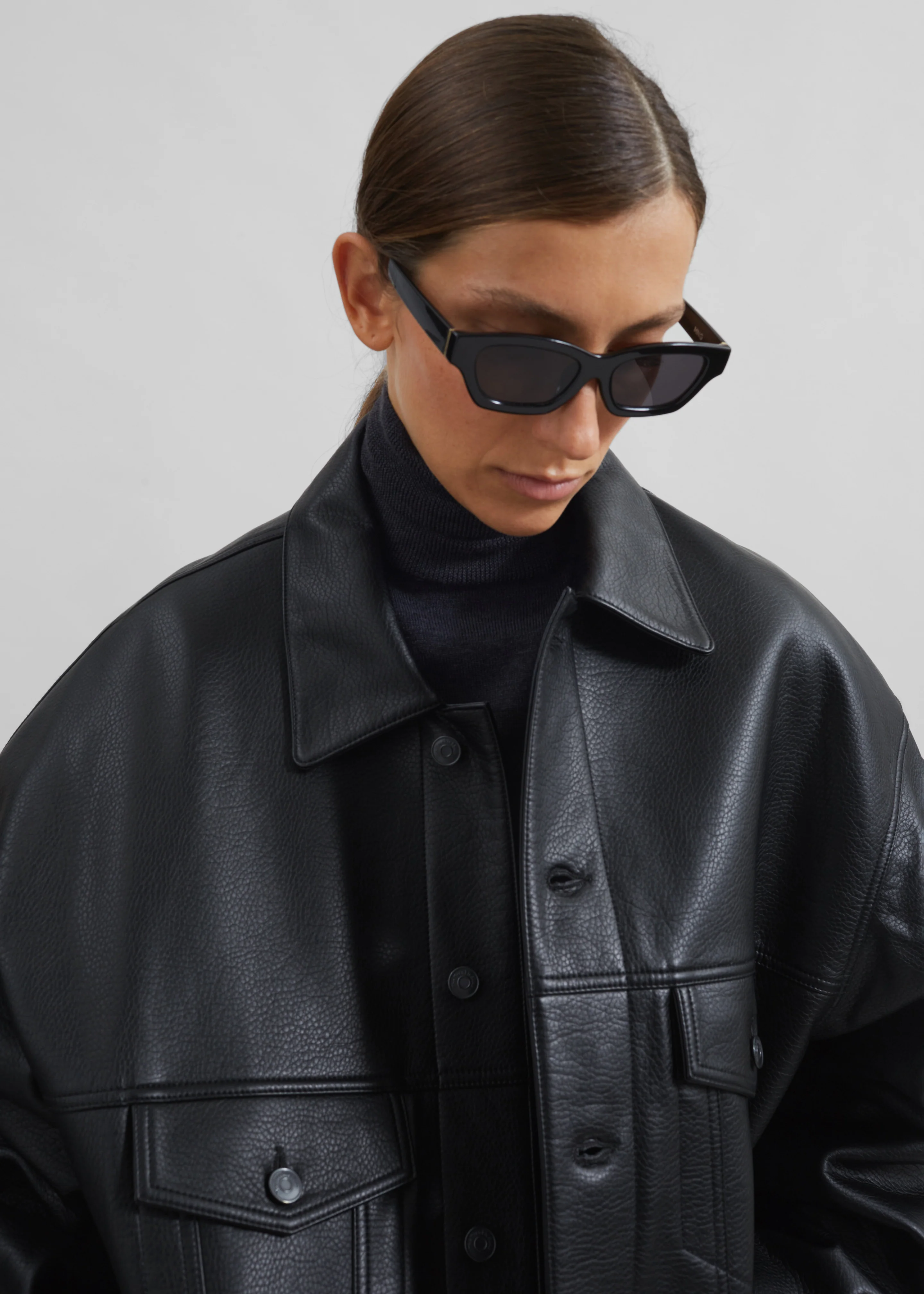 Conan Faux Leather Jacket - Black - Image 2