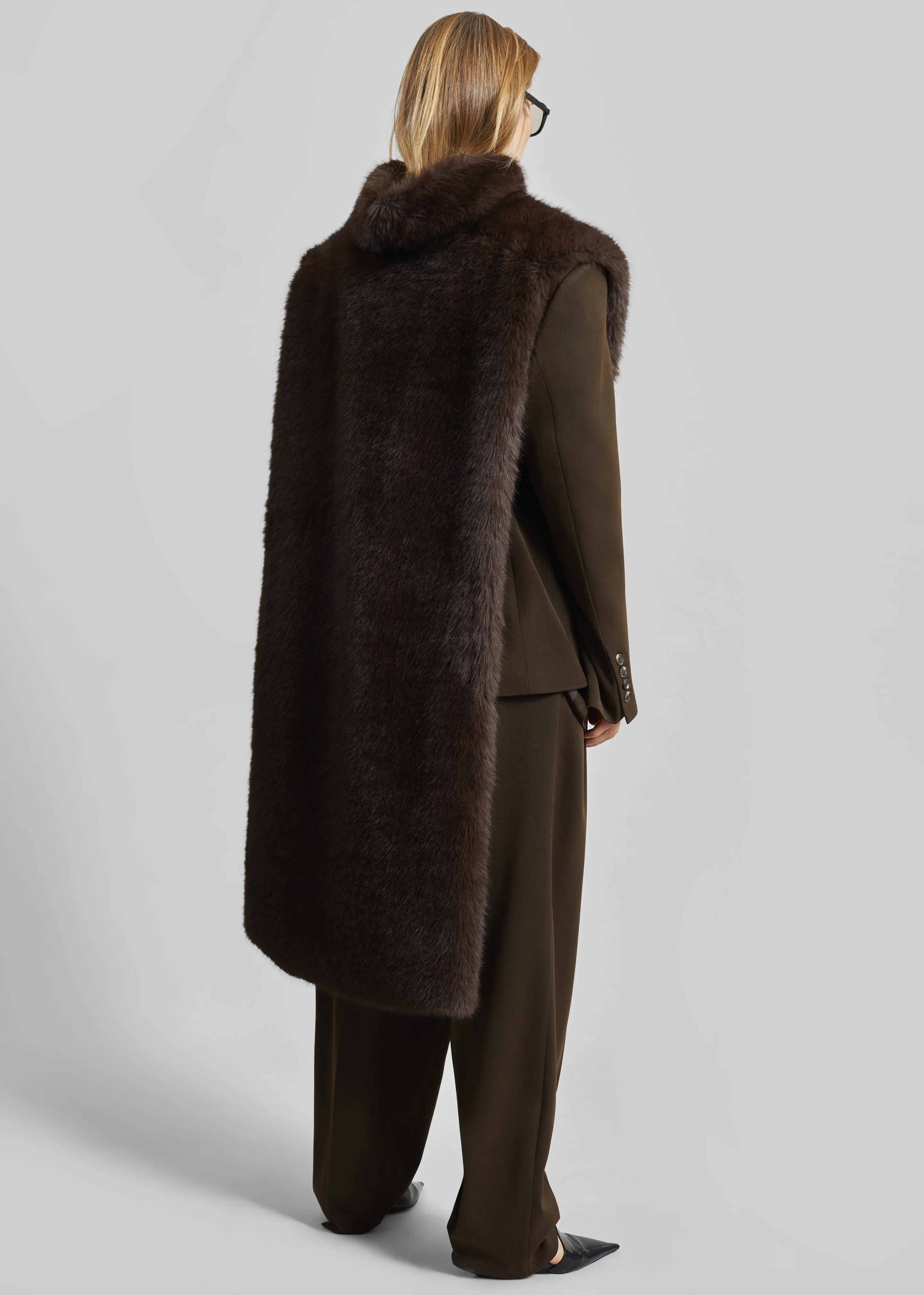 Corvara Faux Fur Vest - Brown - Image 11