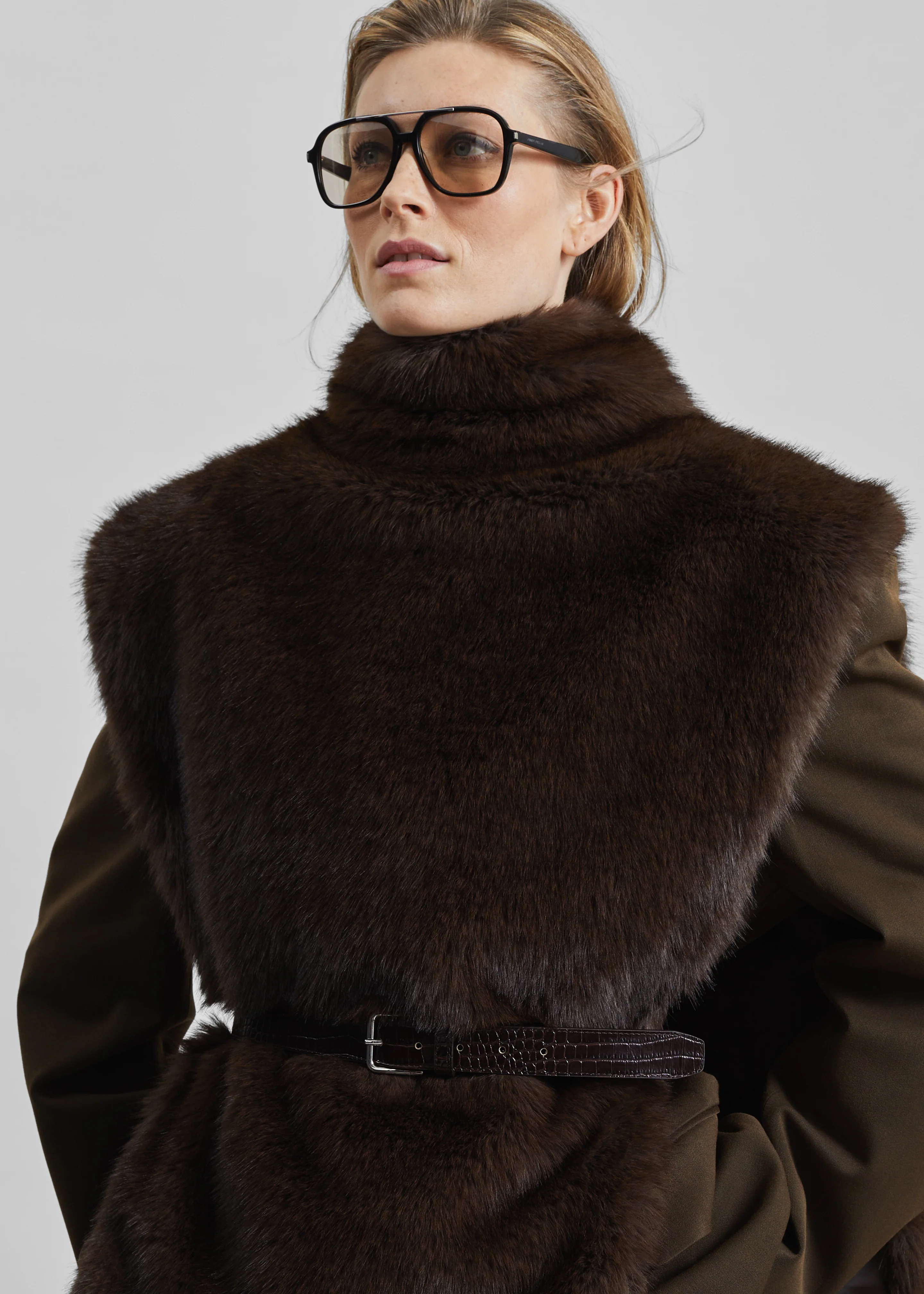 Corvara Faux Fur Vest - Brown - Image 4