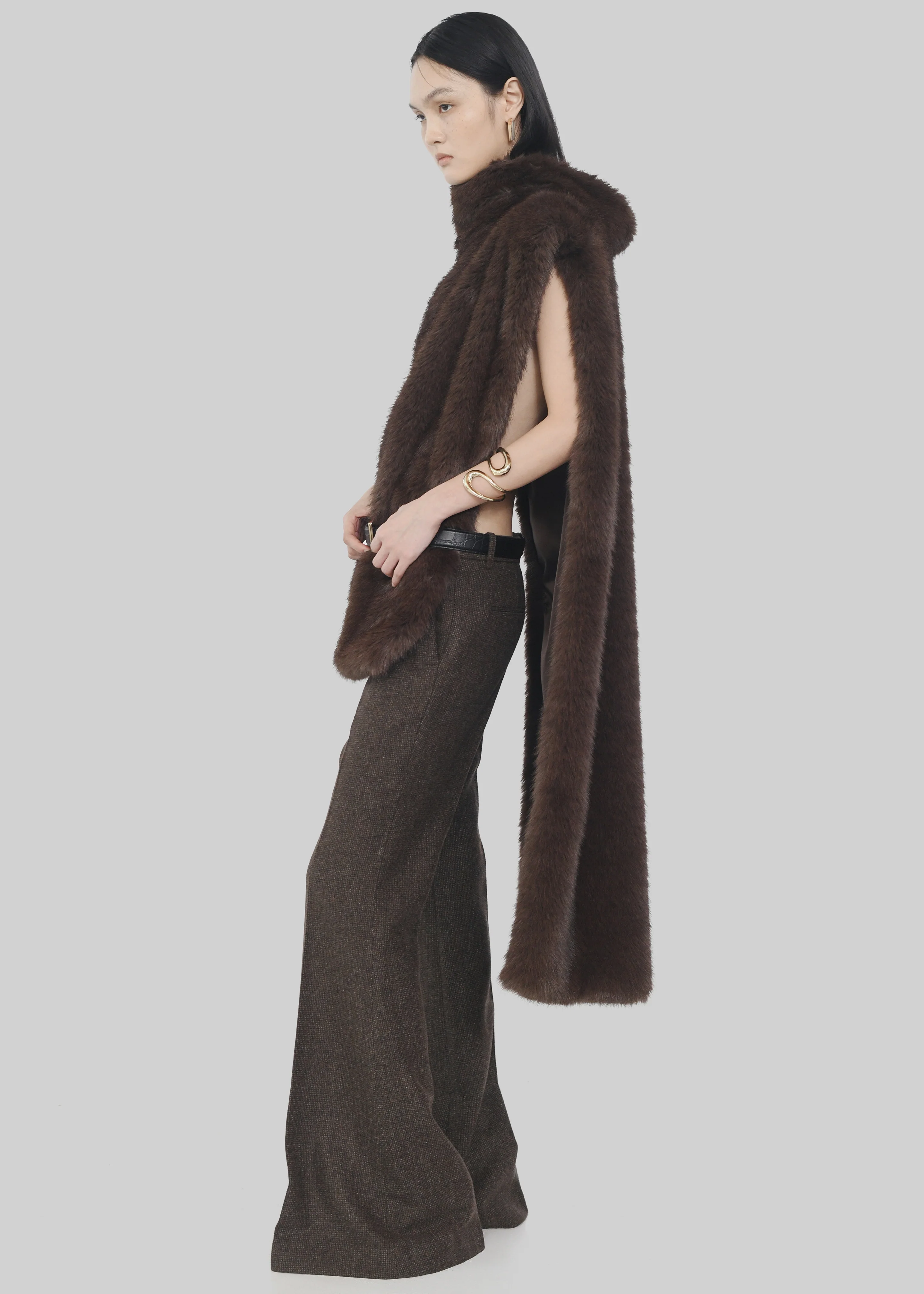 Corvara Faux Fur Vest - Brown - Image 7