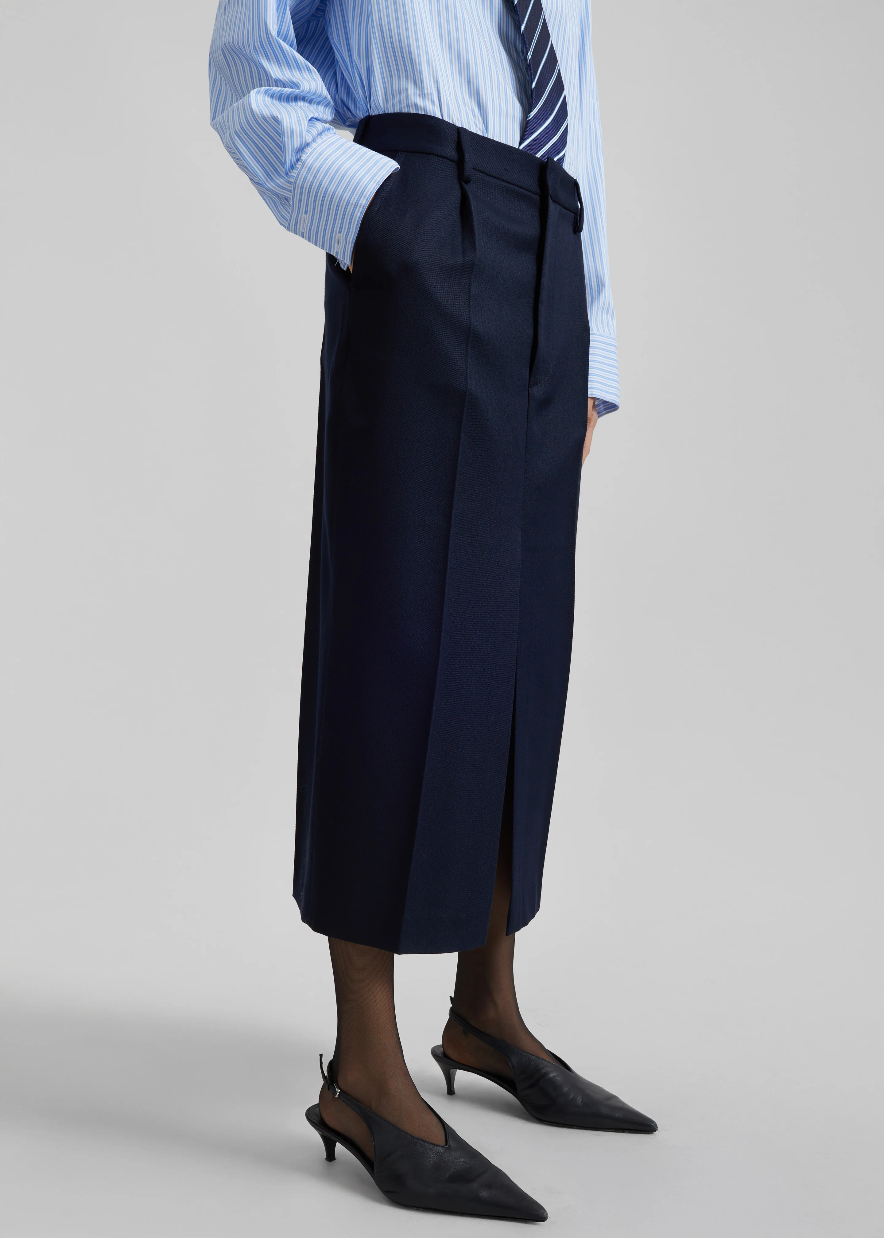 Covert Fold Tube Skirt - Navy - Image 3