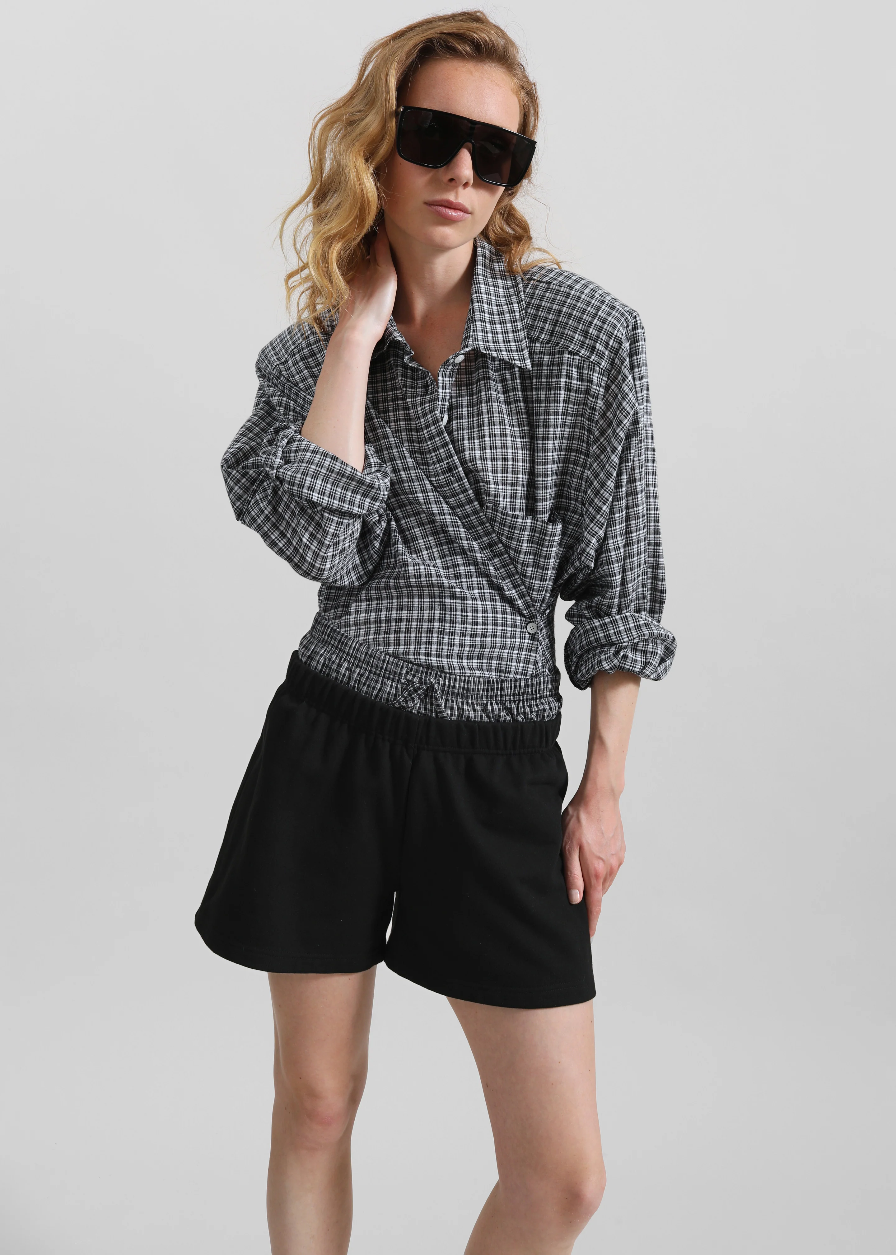 Cressy Double Waistband Shorts - Black