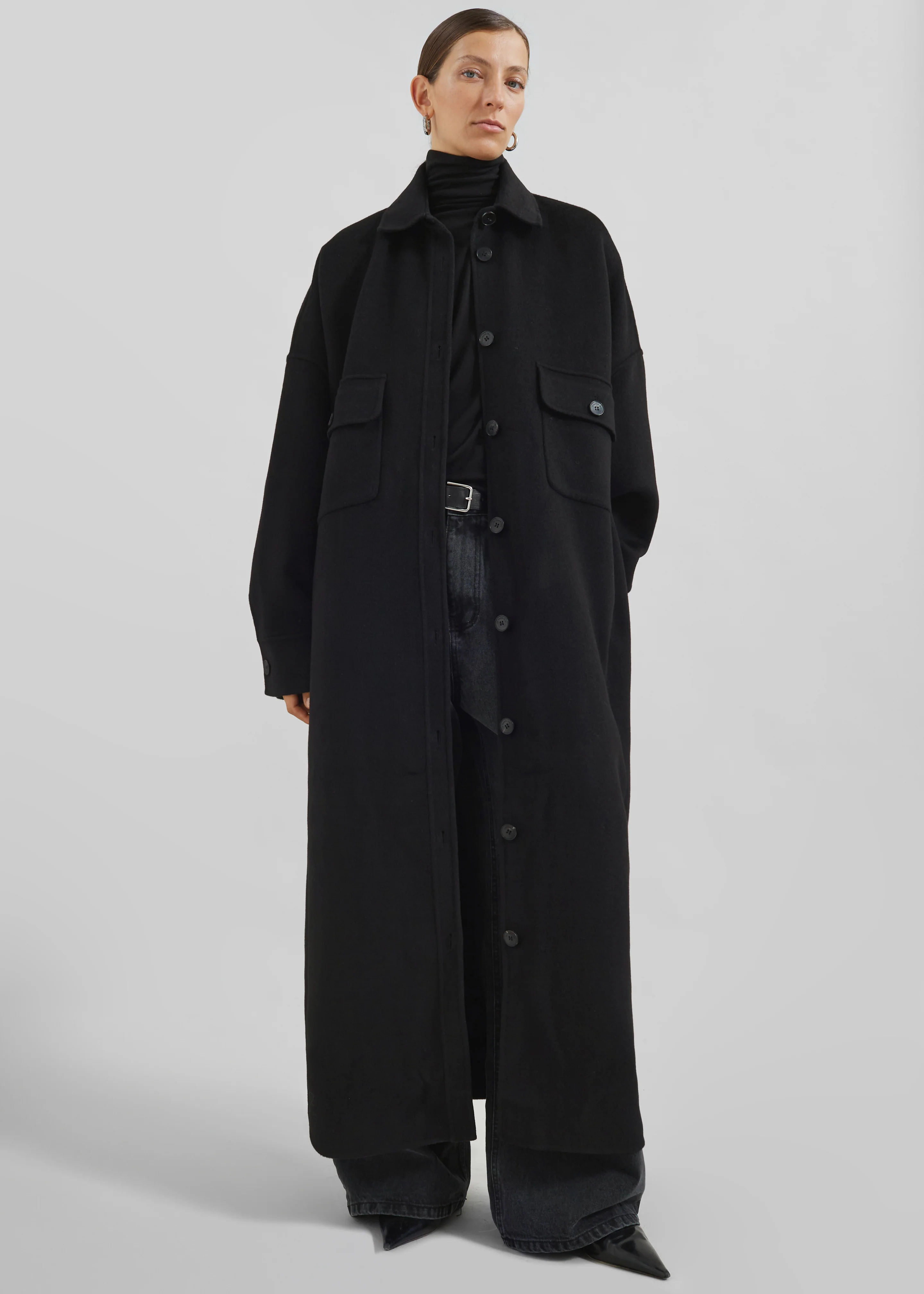 Dallas Wool Overcoat - Black - Image 5