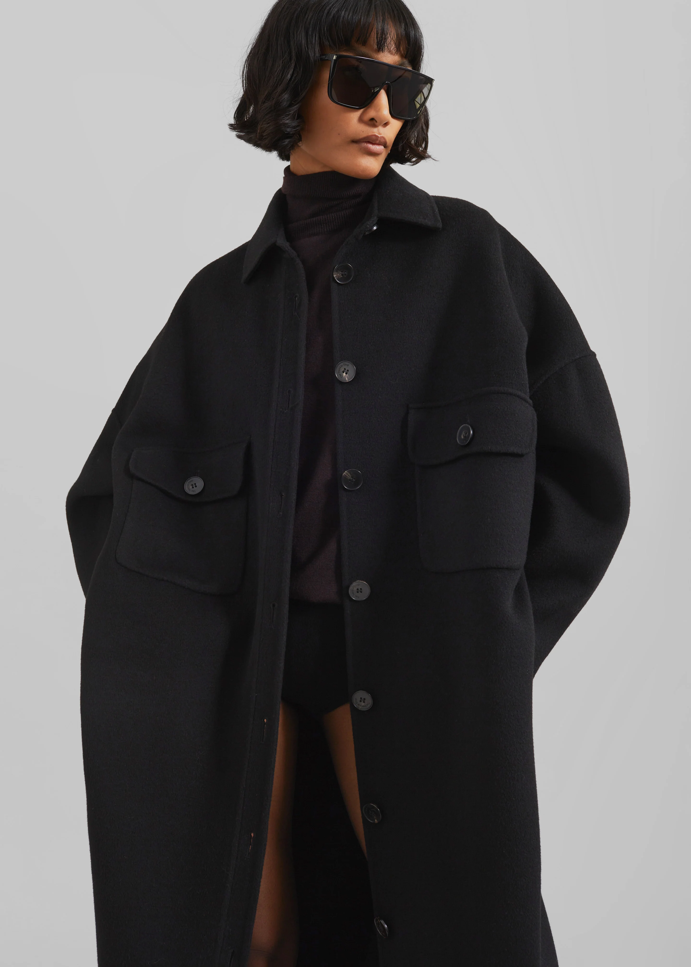 Dallas Wool Overcoat - Black - Image 6