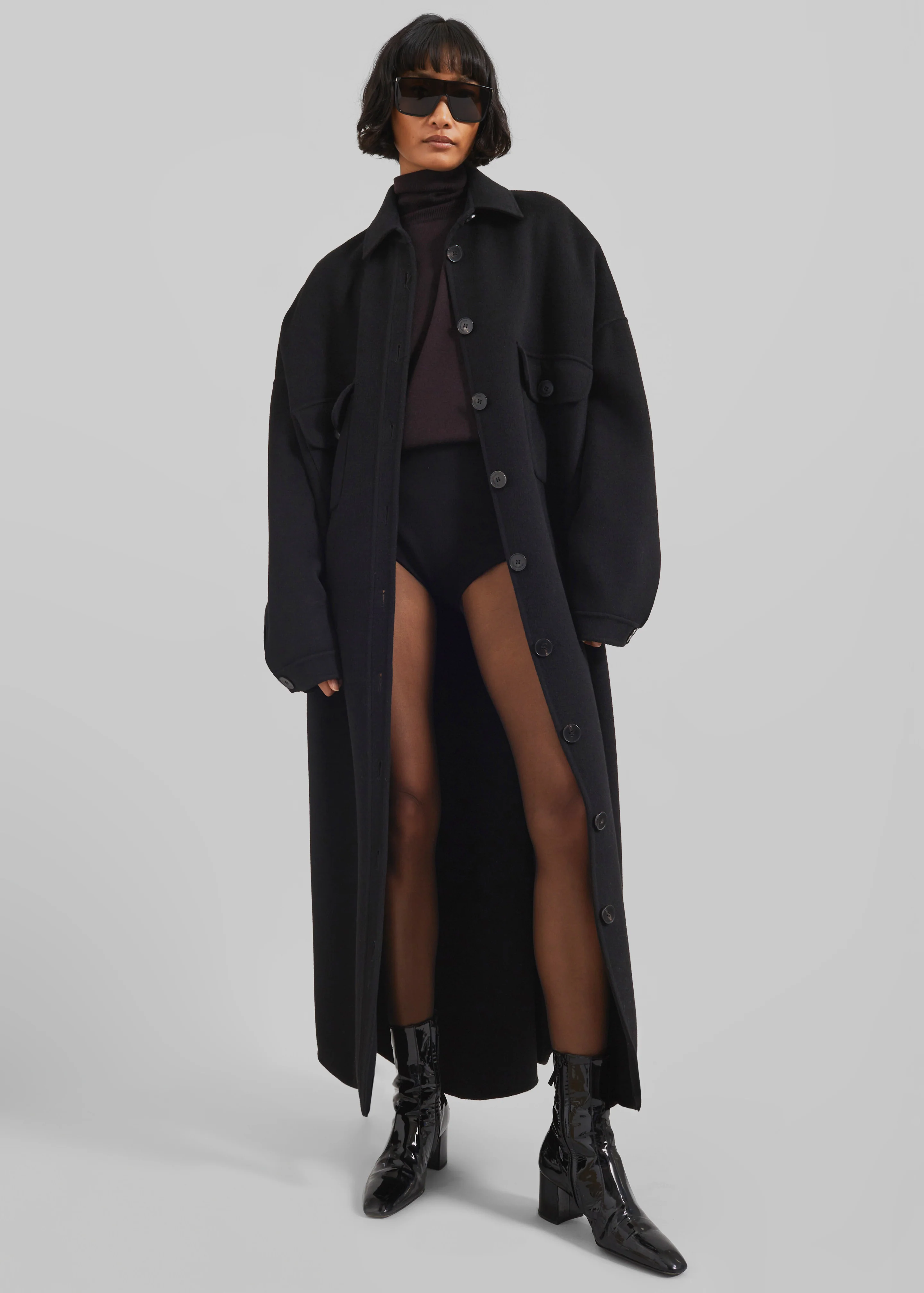 Dallas Wool Overcoat - Black - Image 8