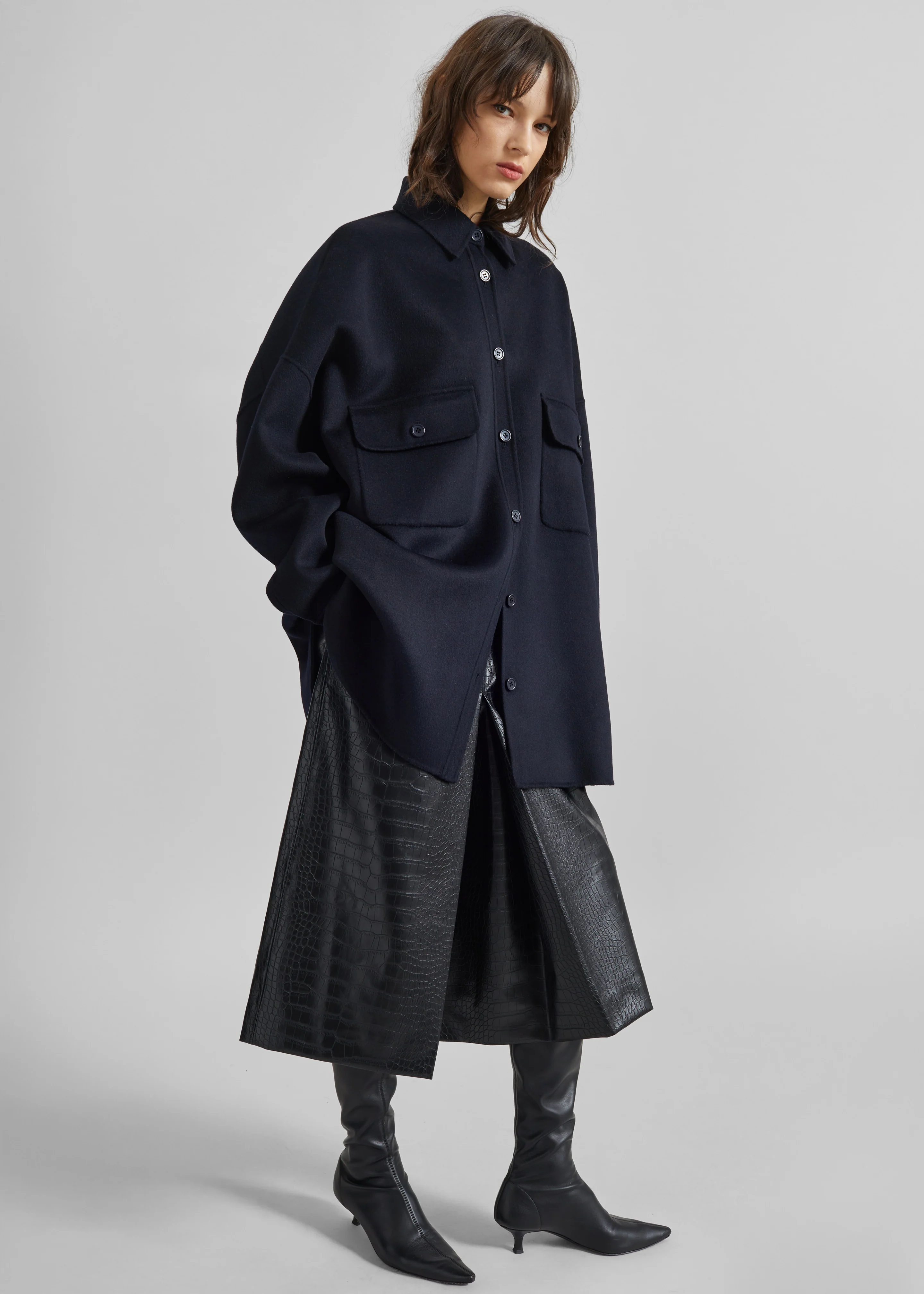 Dallas Wool Overshirt - Navy - Image 2