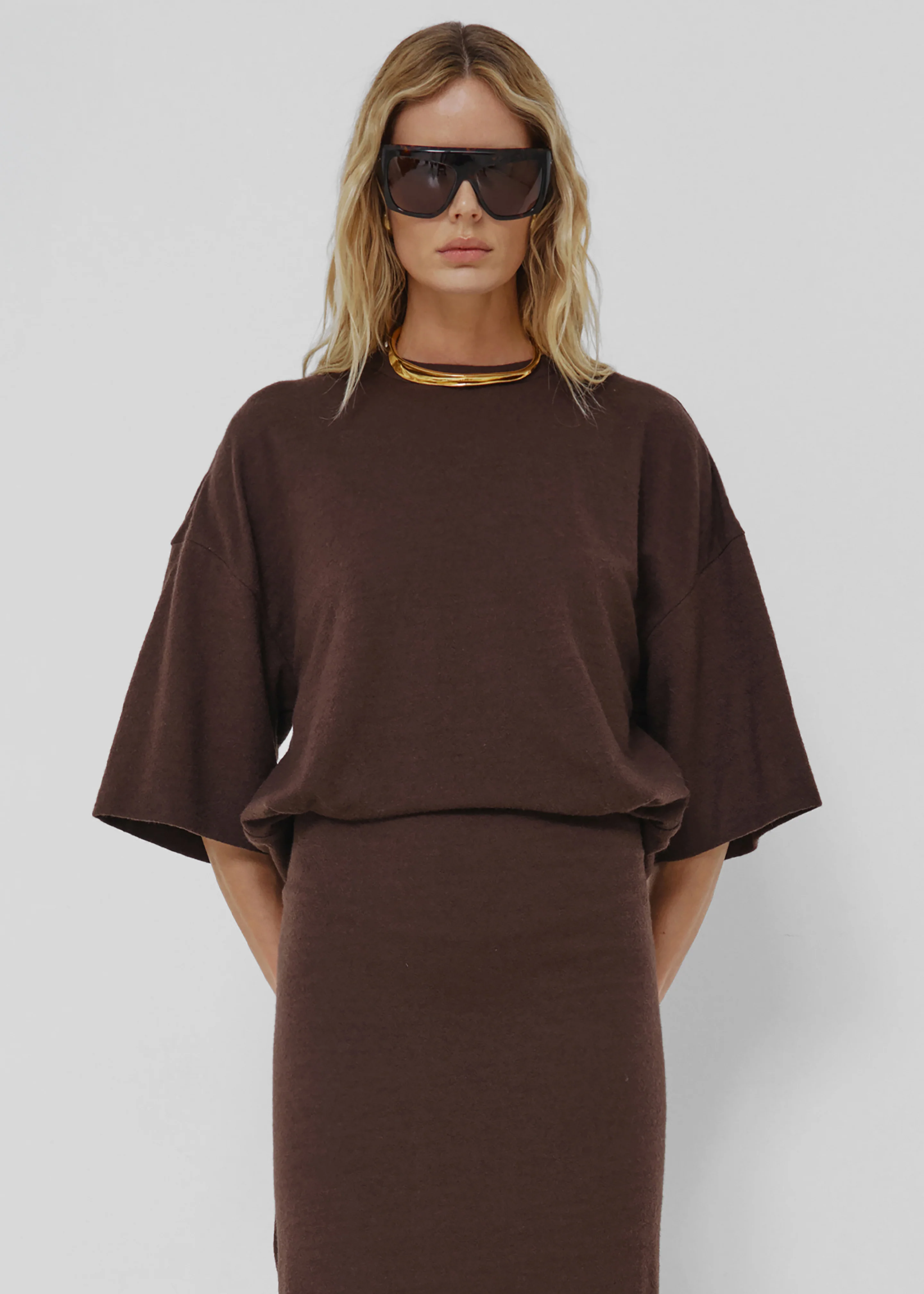 Darkpark Marlin Open Back Wool Dress - Dark Brown - Image 2