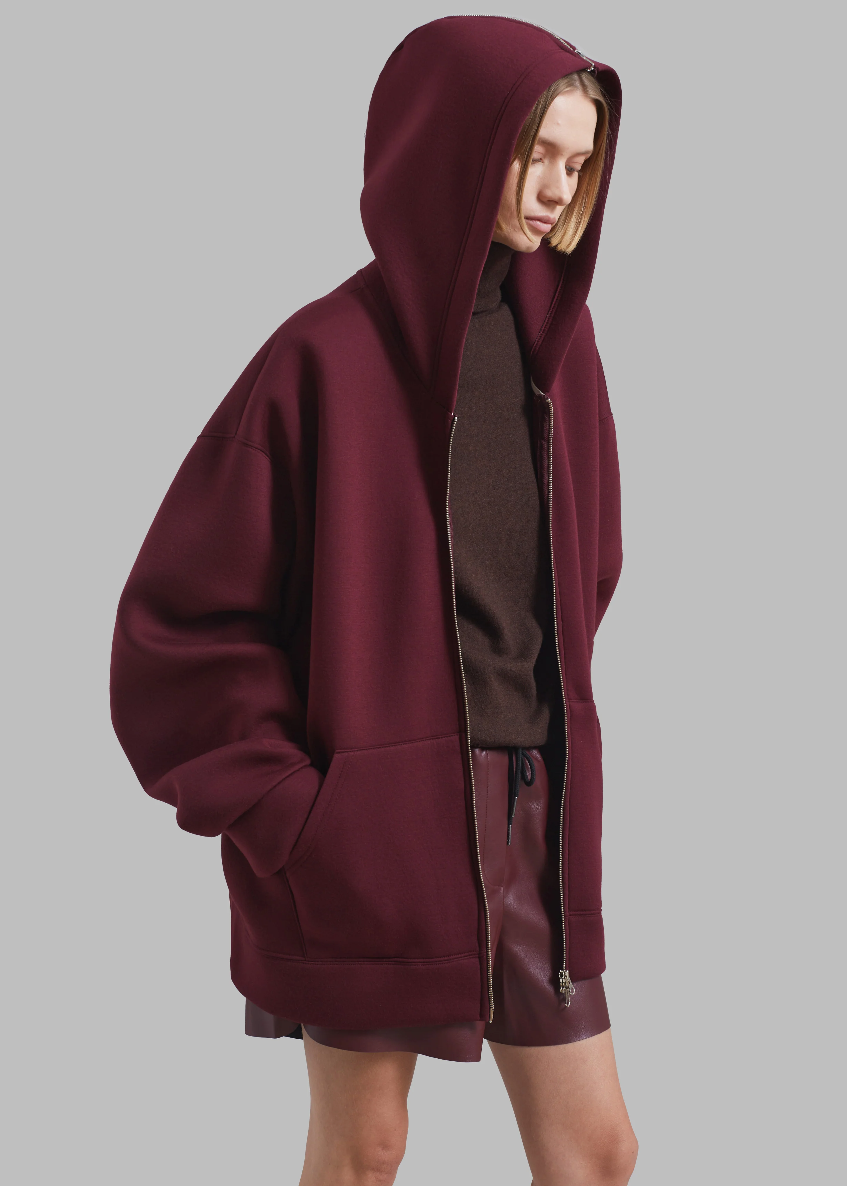 Denton Oversized Hoodie - Burgundy - Image 2