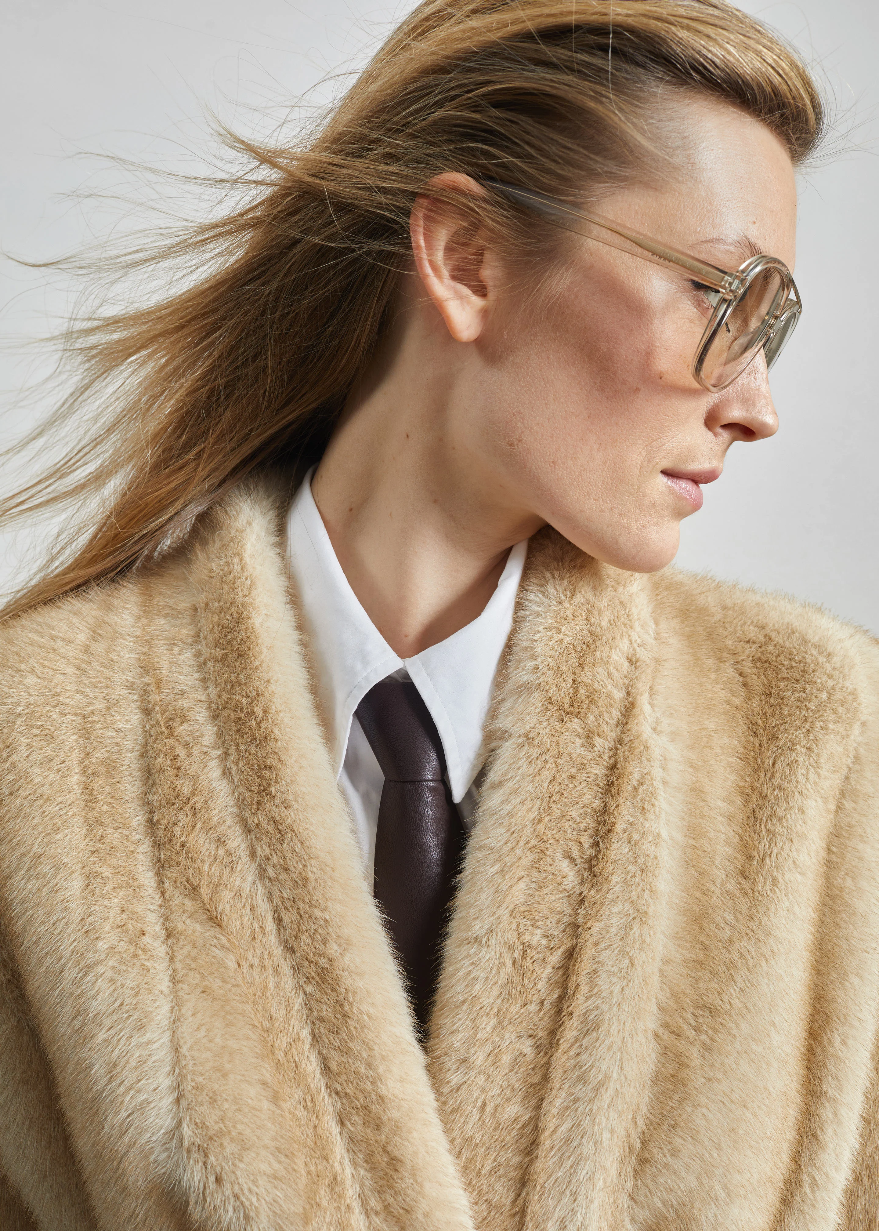 Destiny Padded Faux Fur Coat - Beige - Image 5