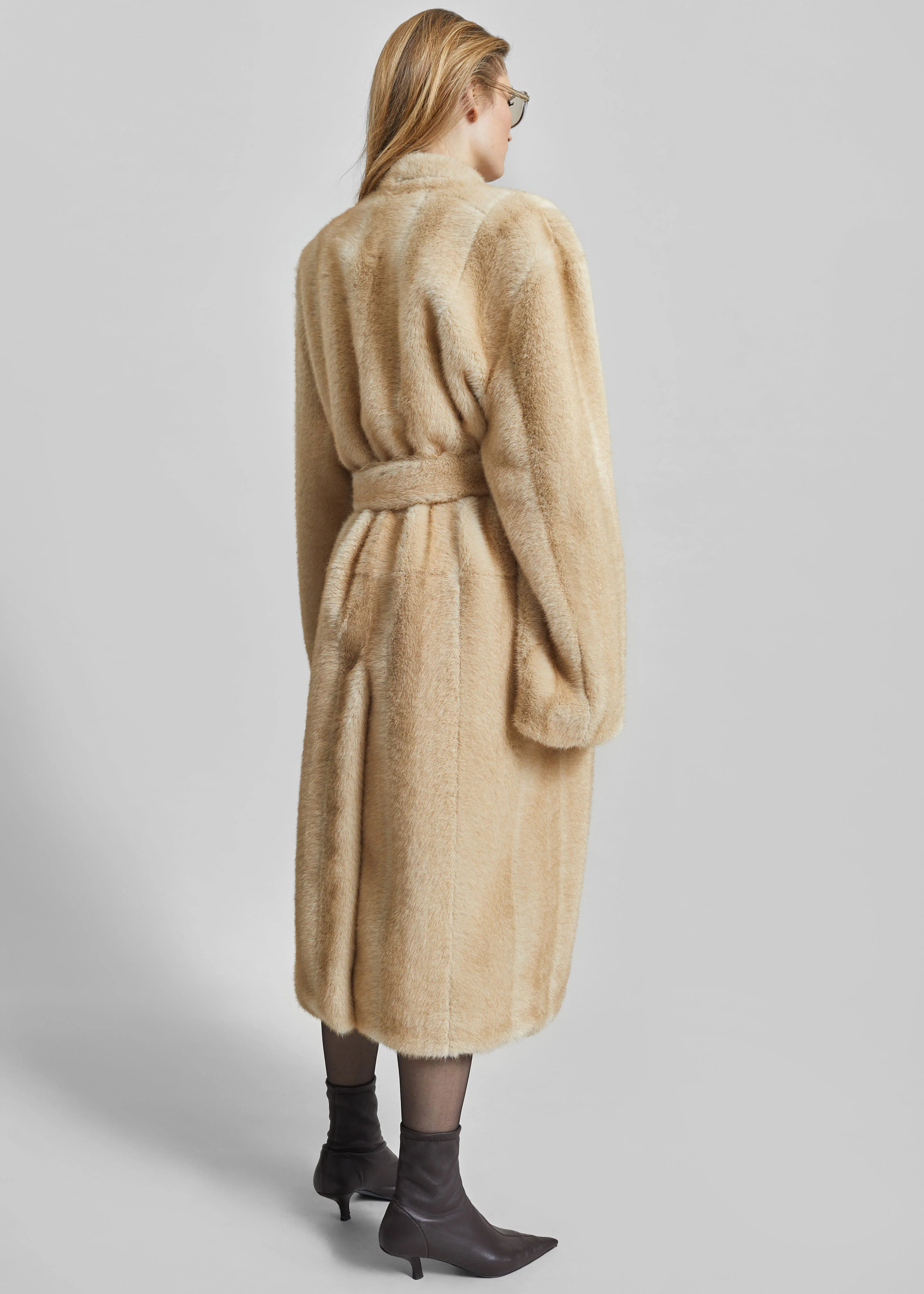 Destiny Padded Faux Fur Coat - Beige - Image 7