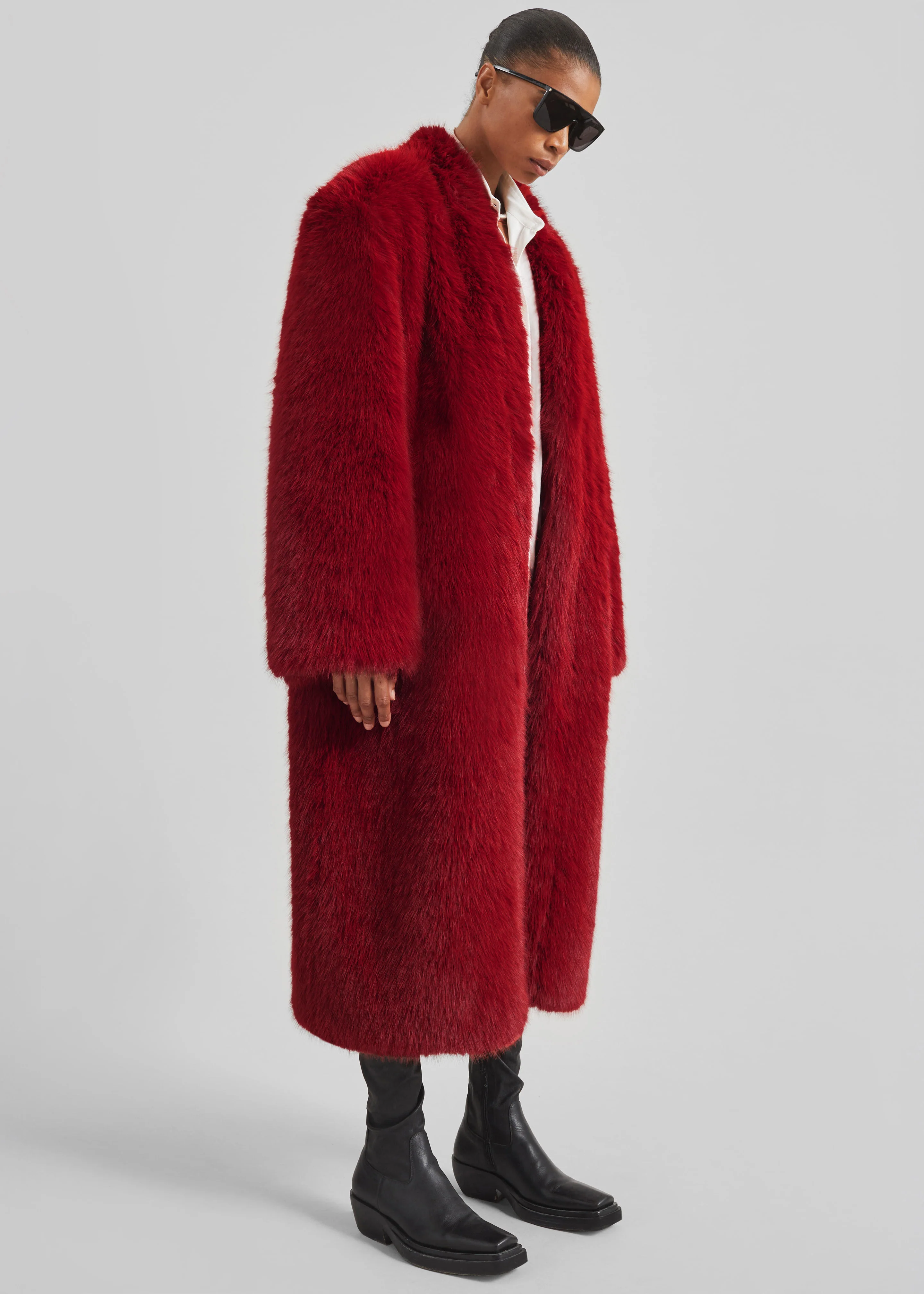 Destiny Padded Faux Fur Coat - Red - Image 10