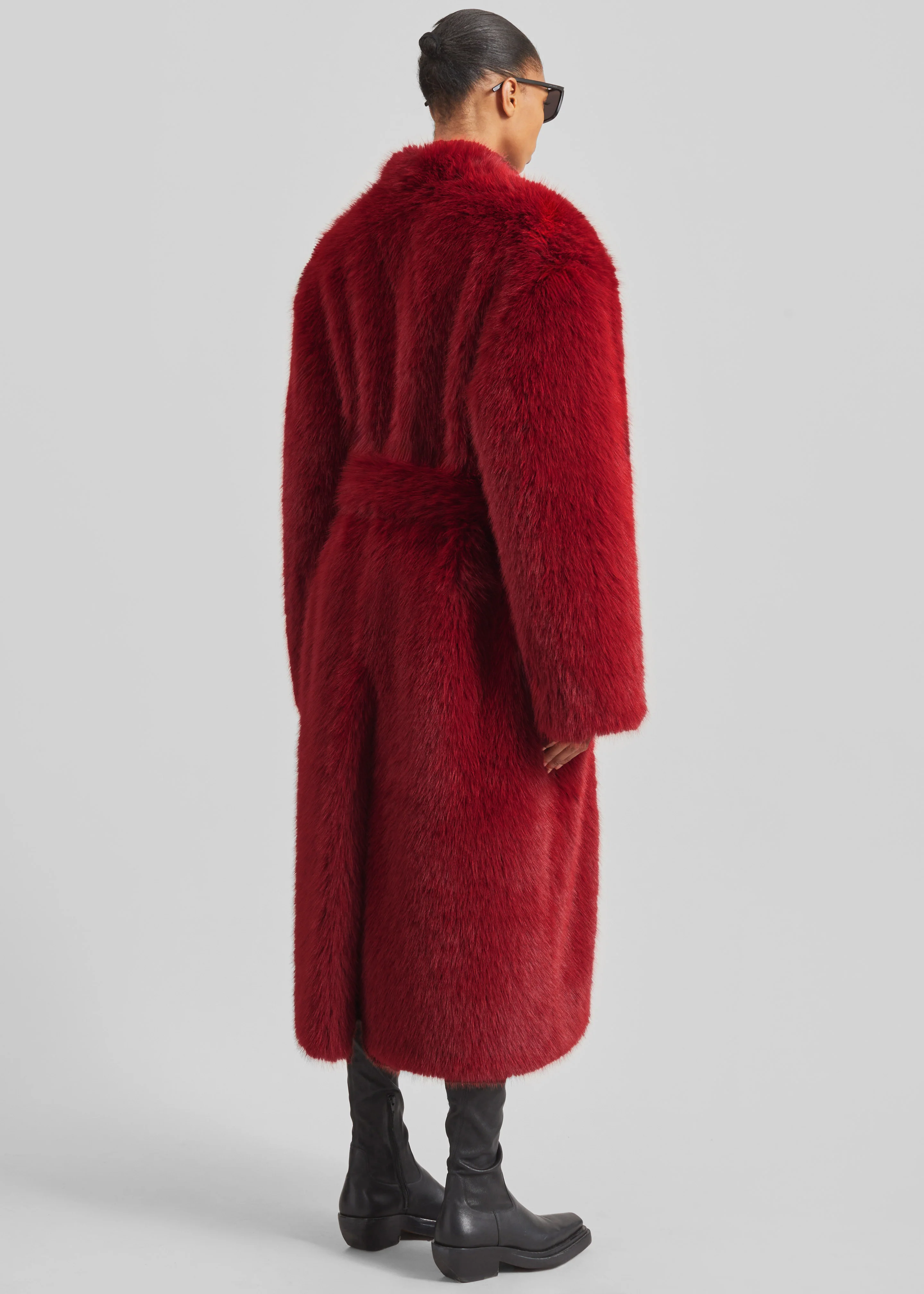Destiny Padded Faux Fur Coat - Red - Image 12