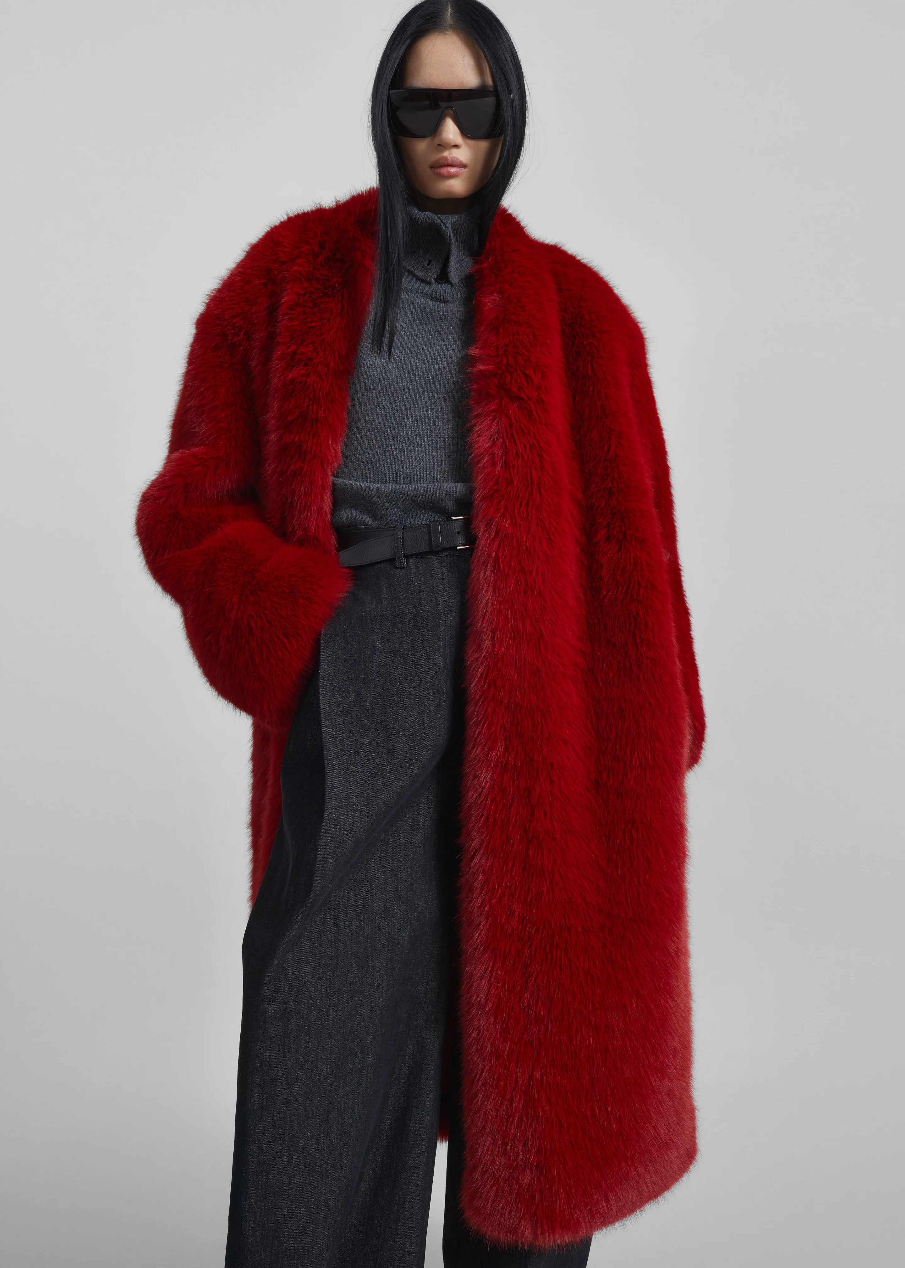 Destiny Padded Faux Fur Coat - Red - Image 5