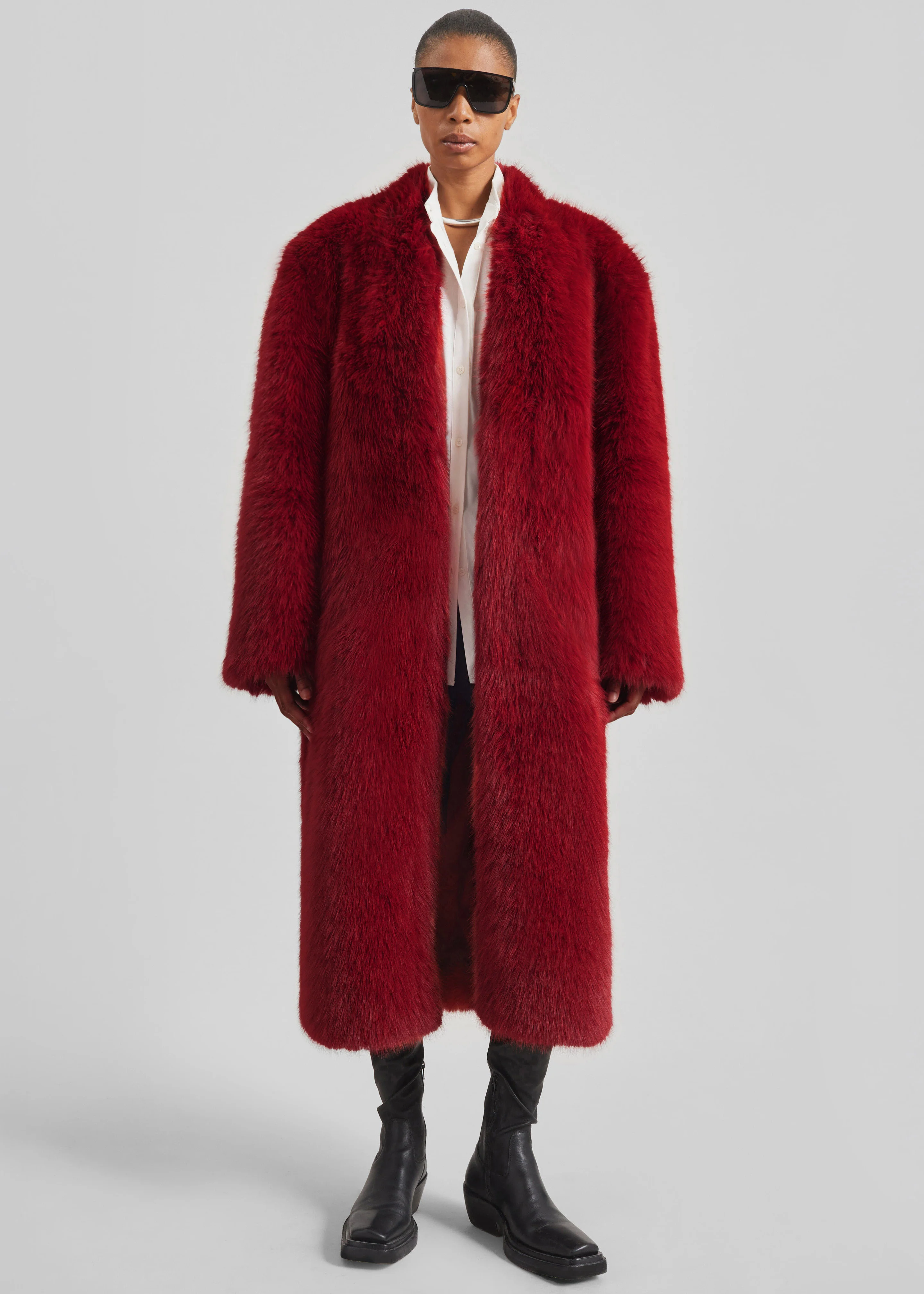 Destiny Padded Faux Fur Coat - Red - Image 7