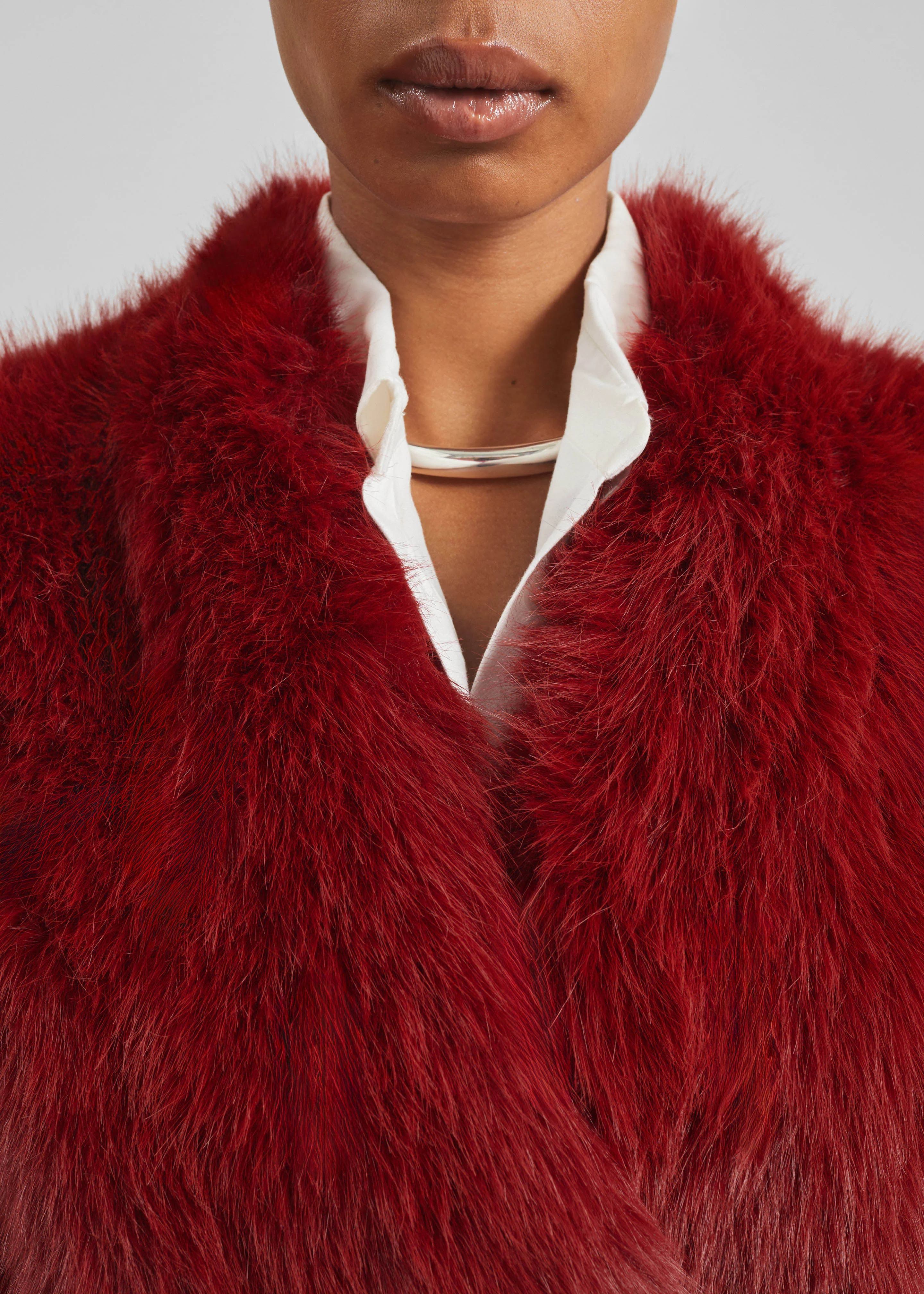 Destiny Padded Faux Fur Coat - Red - Image 9