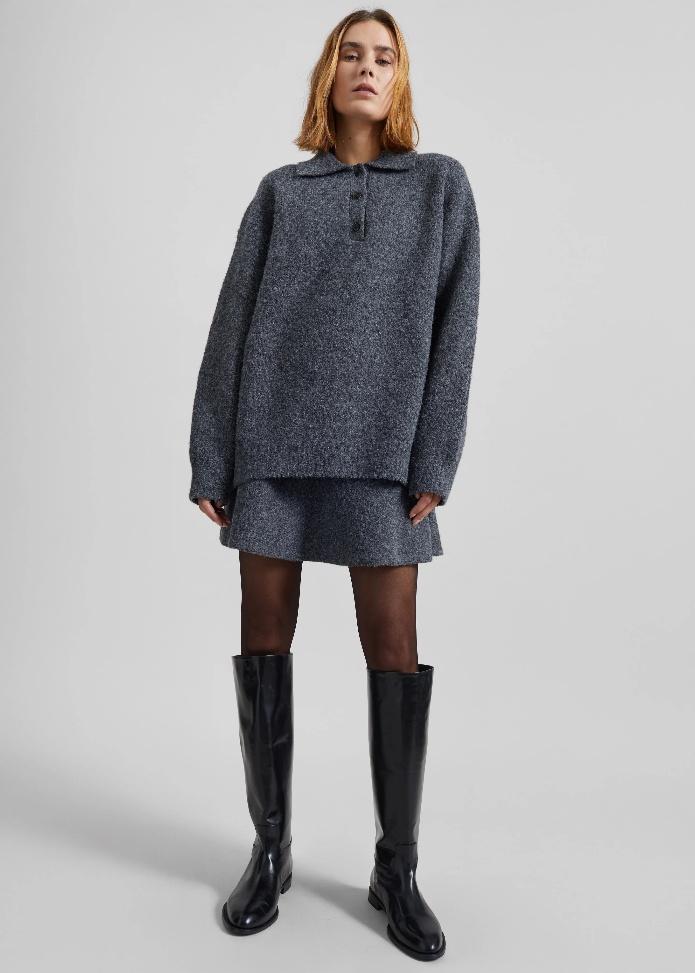 Dienne Polo Sweater - Grey