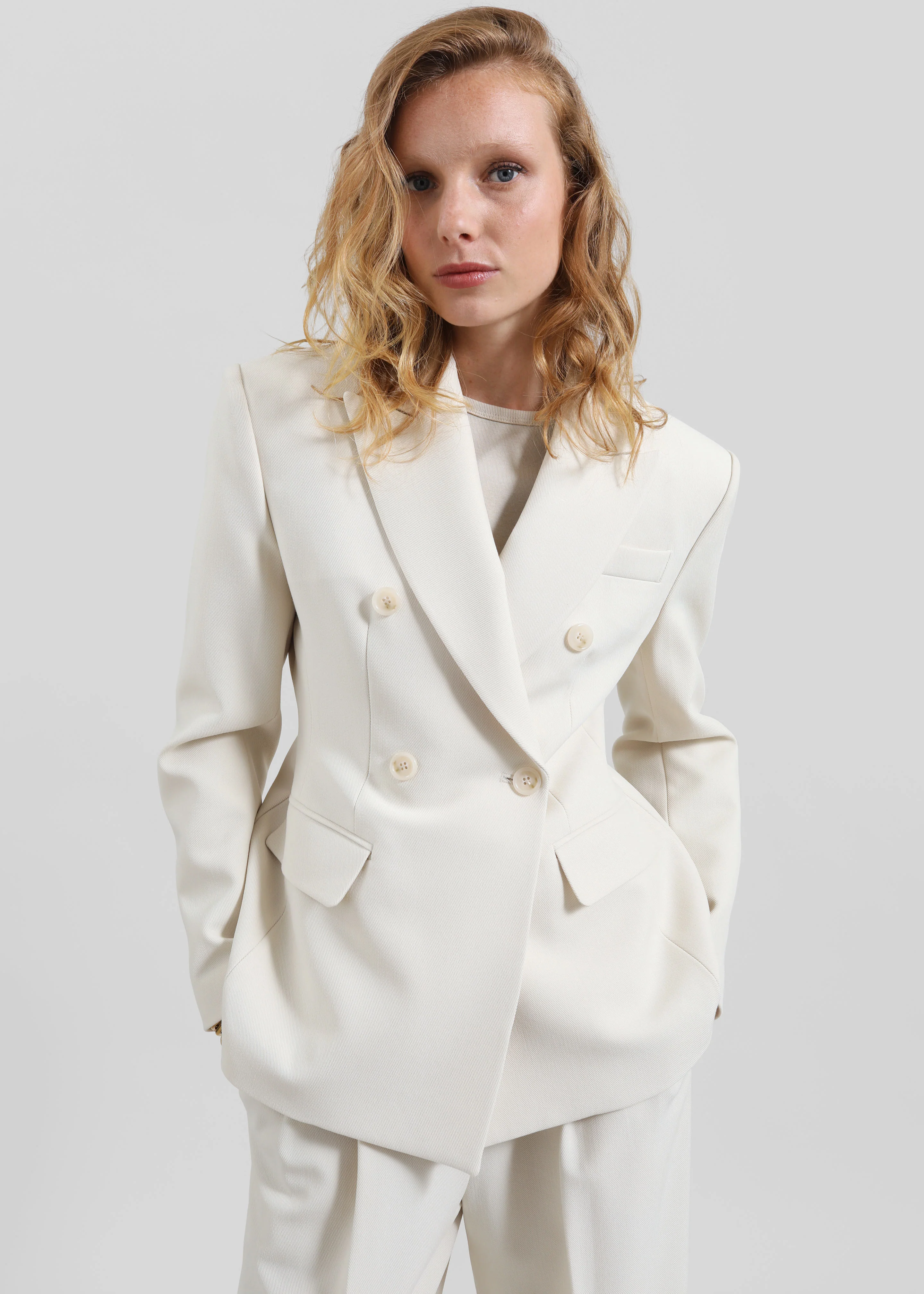 Dina Double Breasted Blazer - Cream