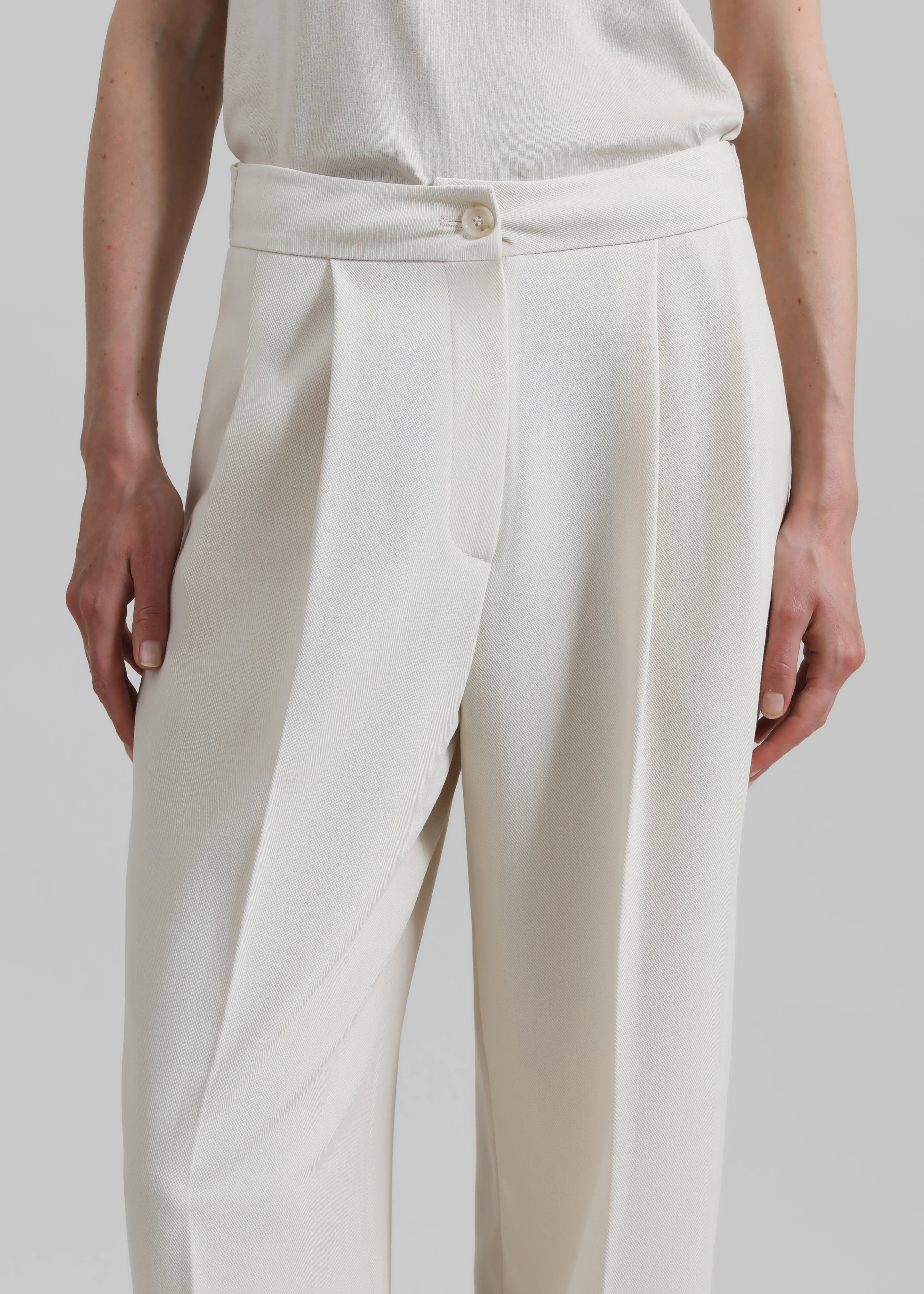 Dina Pleated Trousers - Cream - Image 5