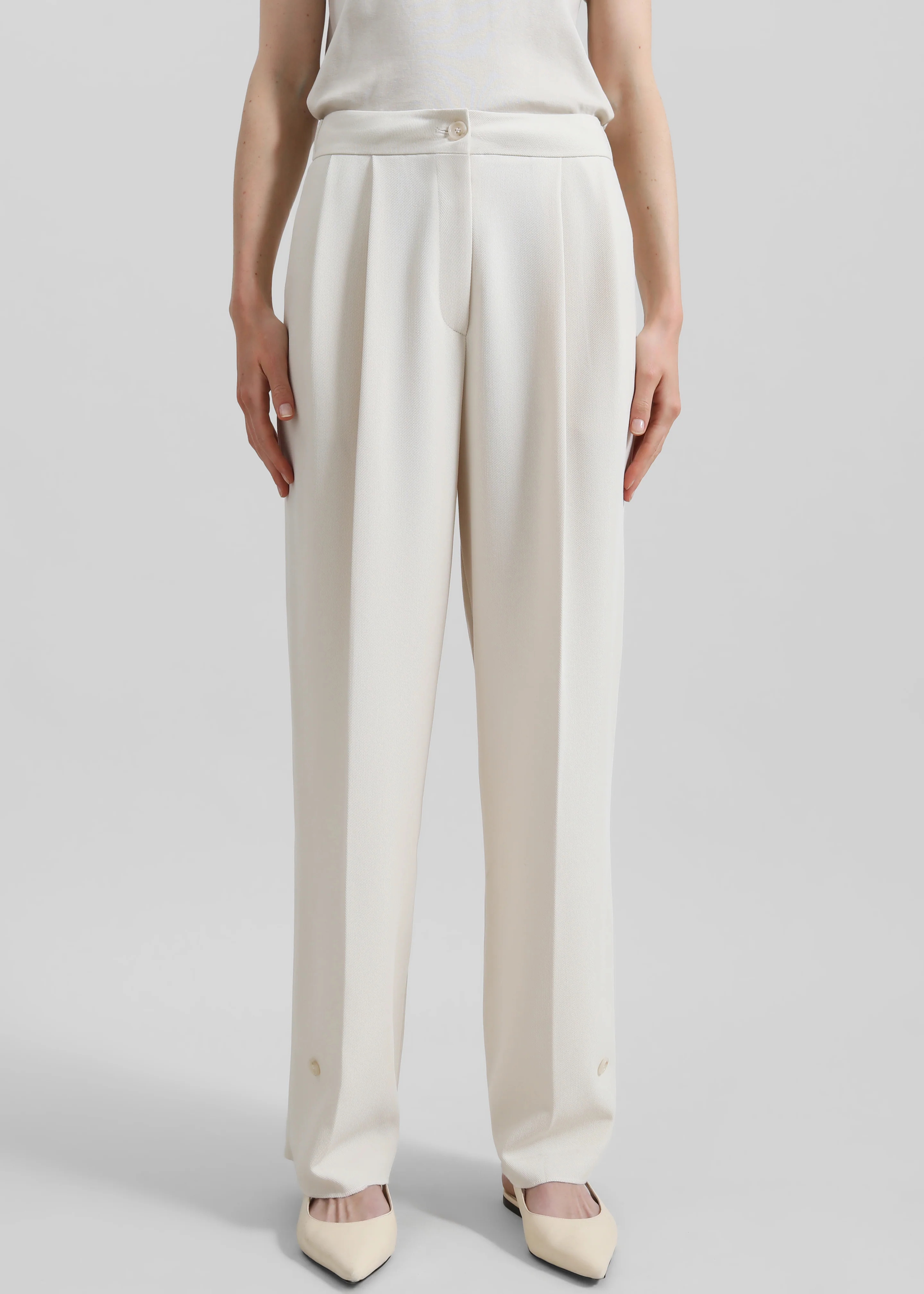 Dina Pleated Trousers - Cream - Image 7