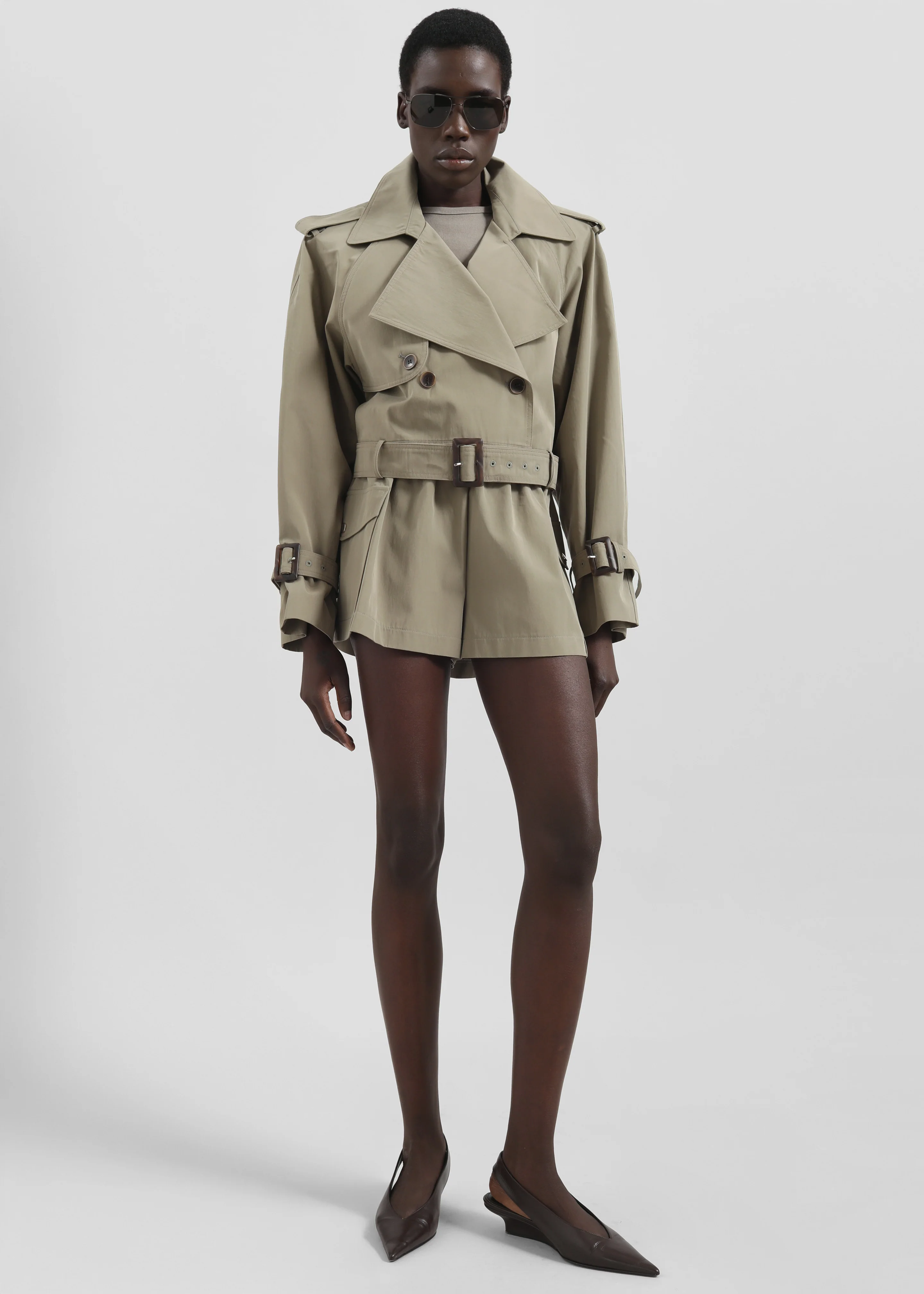 Disley Cropped Trench - Pale Olive - Image 4