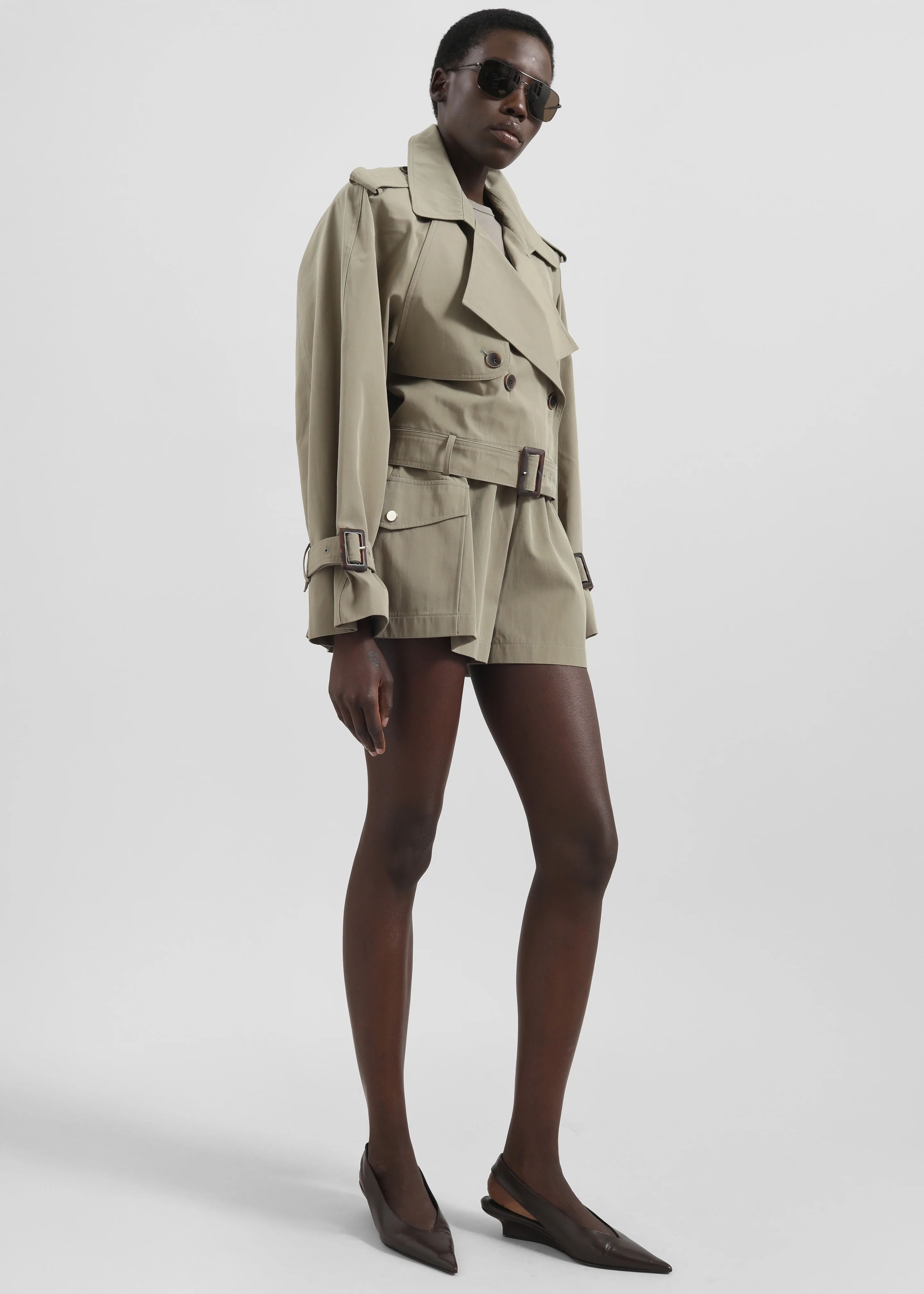 Disley Cropped Trench - Pale Olive - Image 5