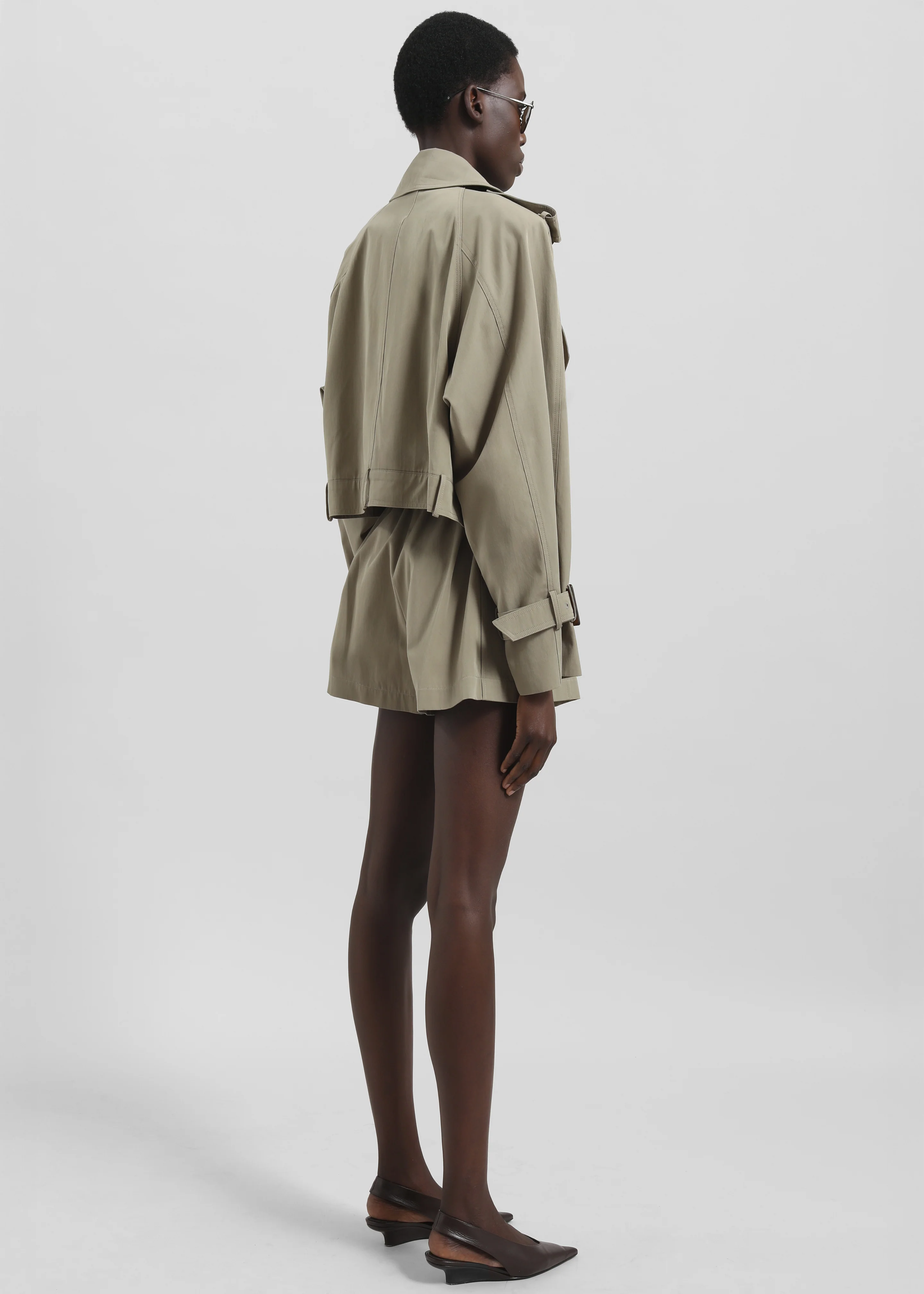 Disley Cropped Trench - Pale Olive - Image 8