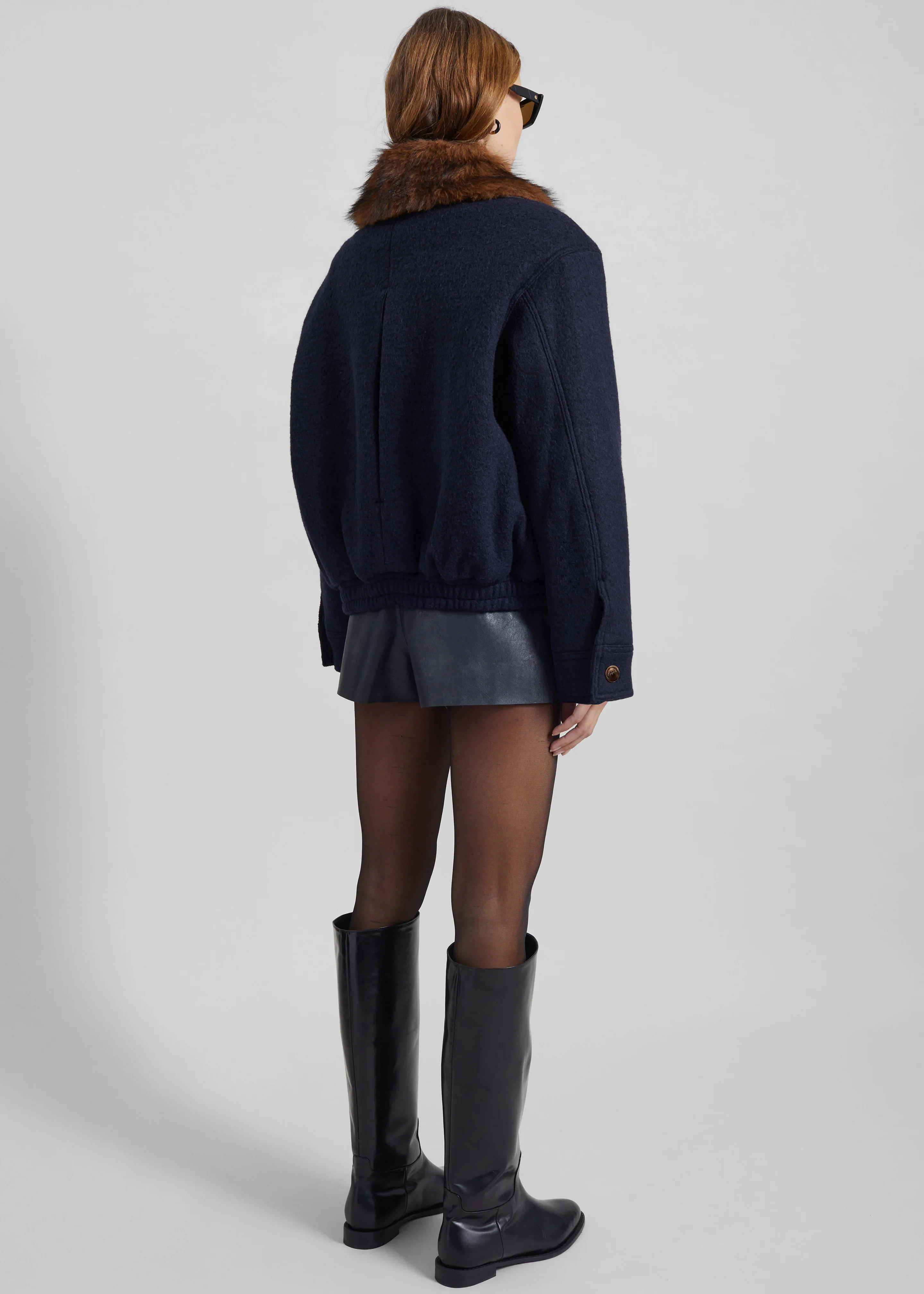 Elmont Brushed Wool Quilted Jacket - Dark Navy - Image 8
