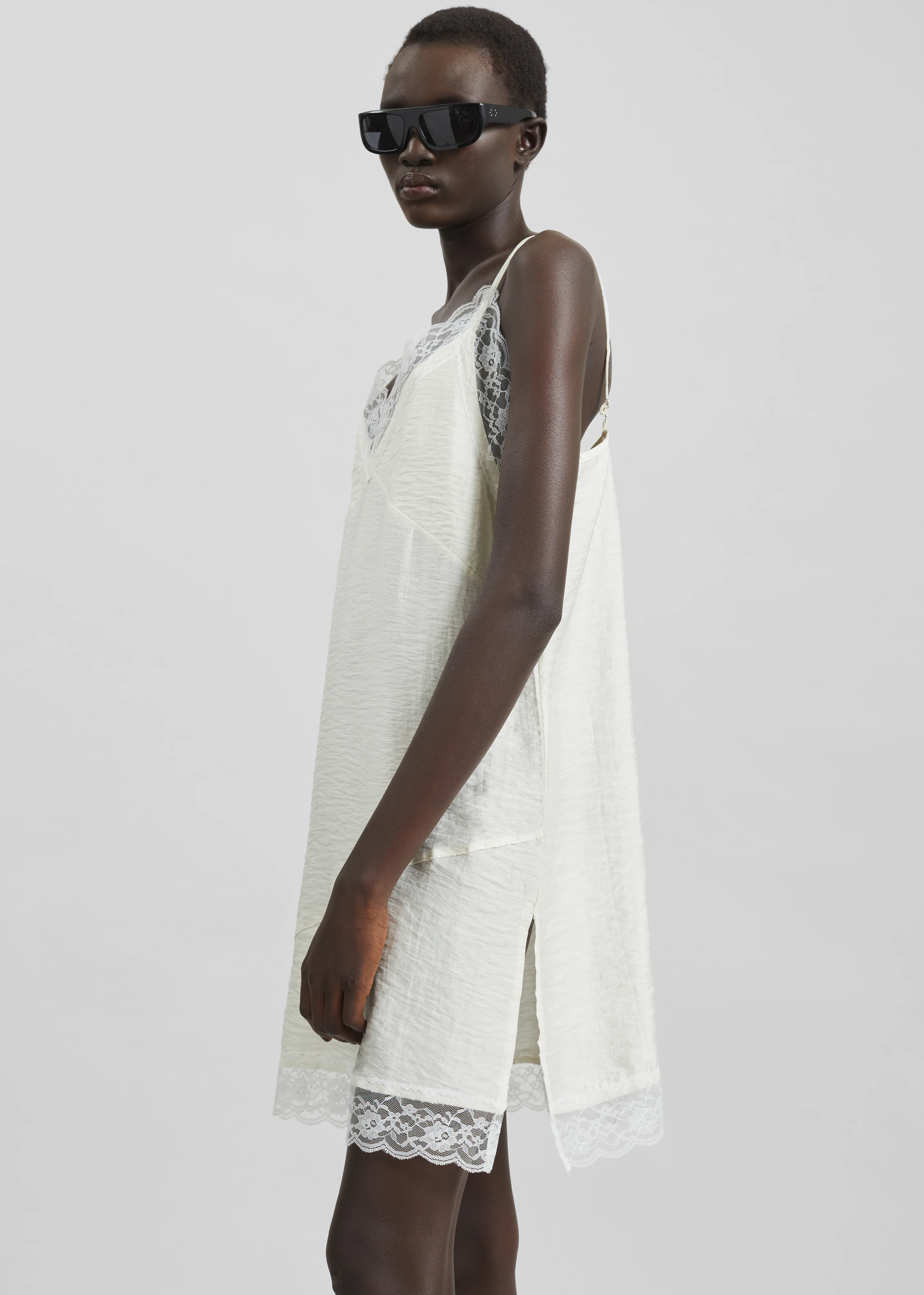Elvina Lace Trim Slip Dress - Cream - Image 6