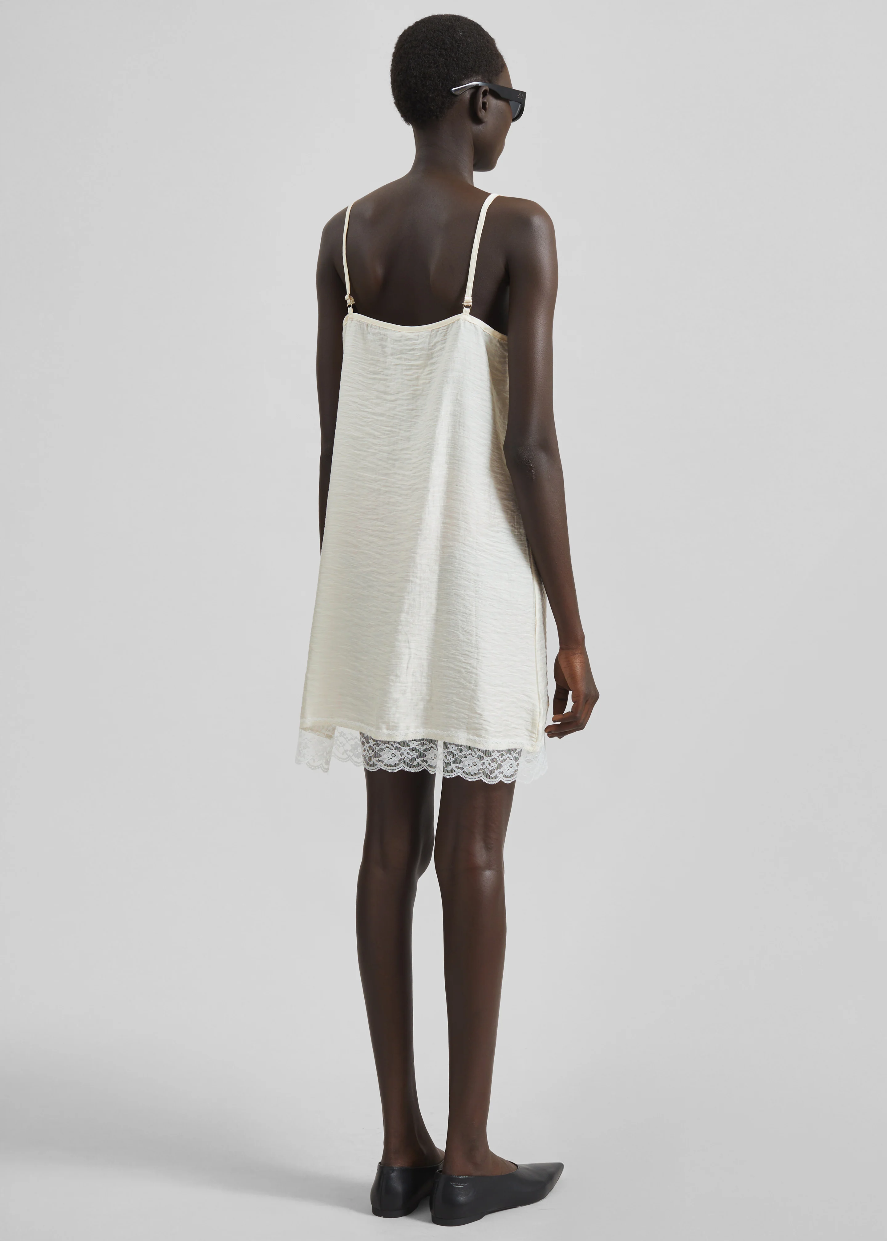 Elvina Lace Trim Slip Dress - Cream - Image 8
