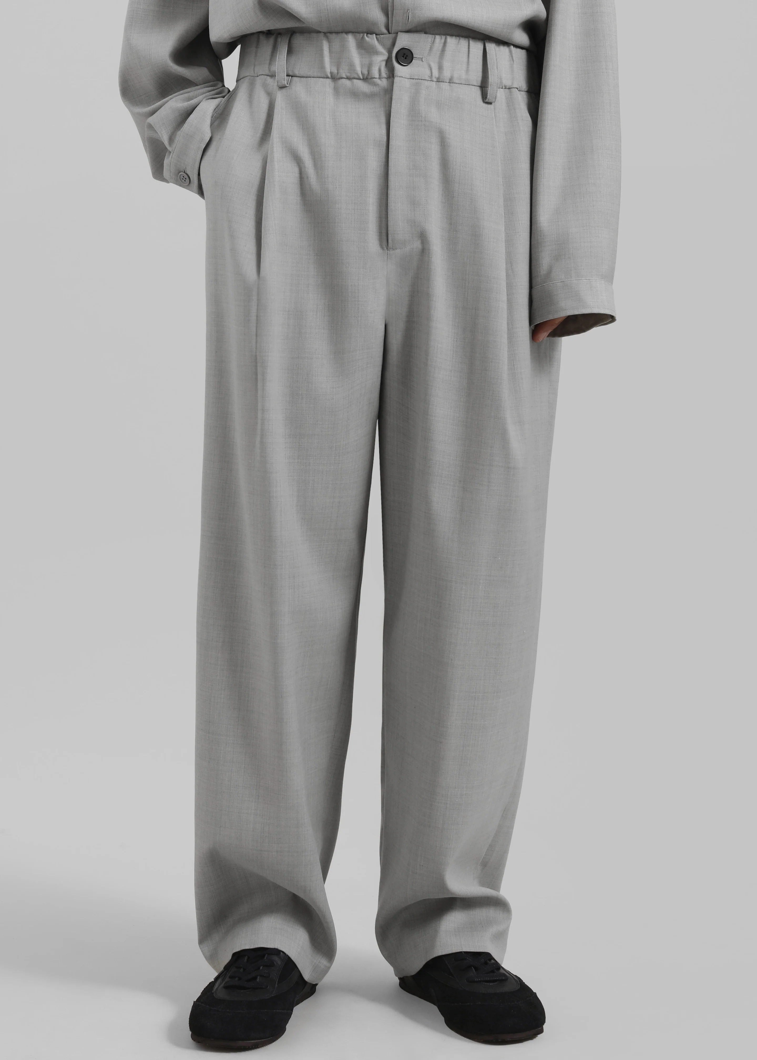 Felix Textured Trousers - Greige Melange