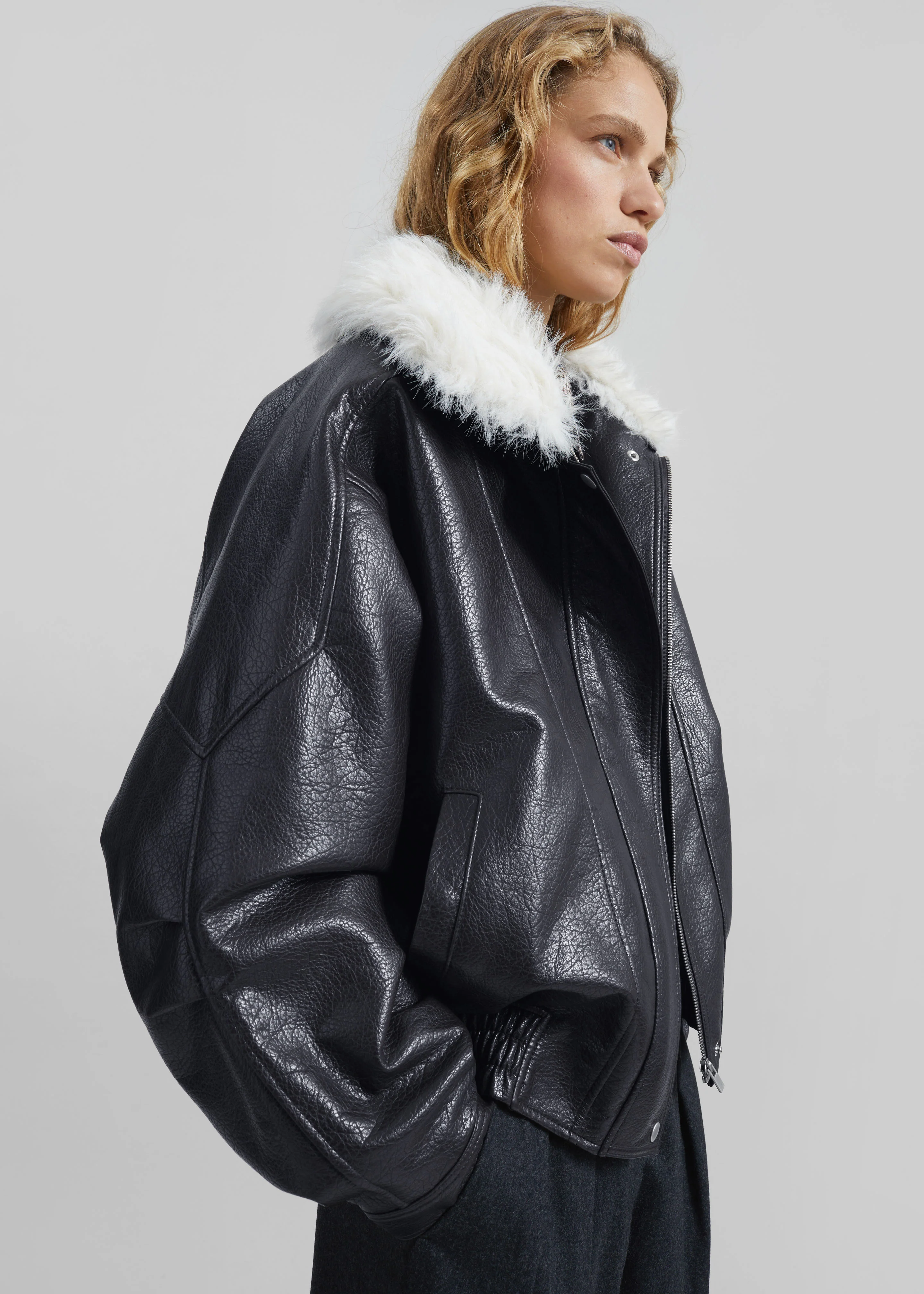 Gemonio Faux Leather Jacket - Black - Image 2