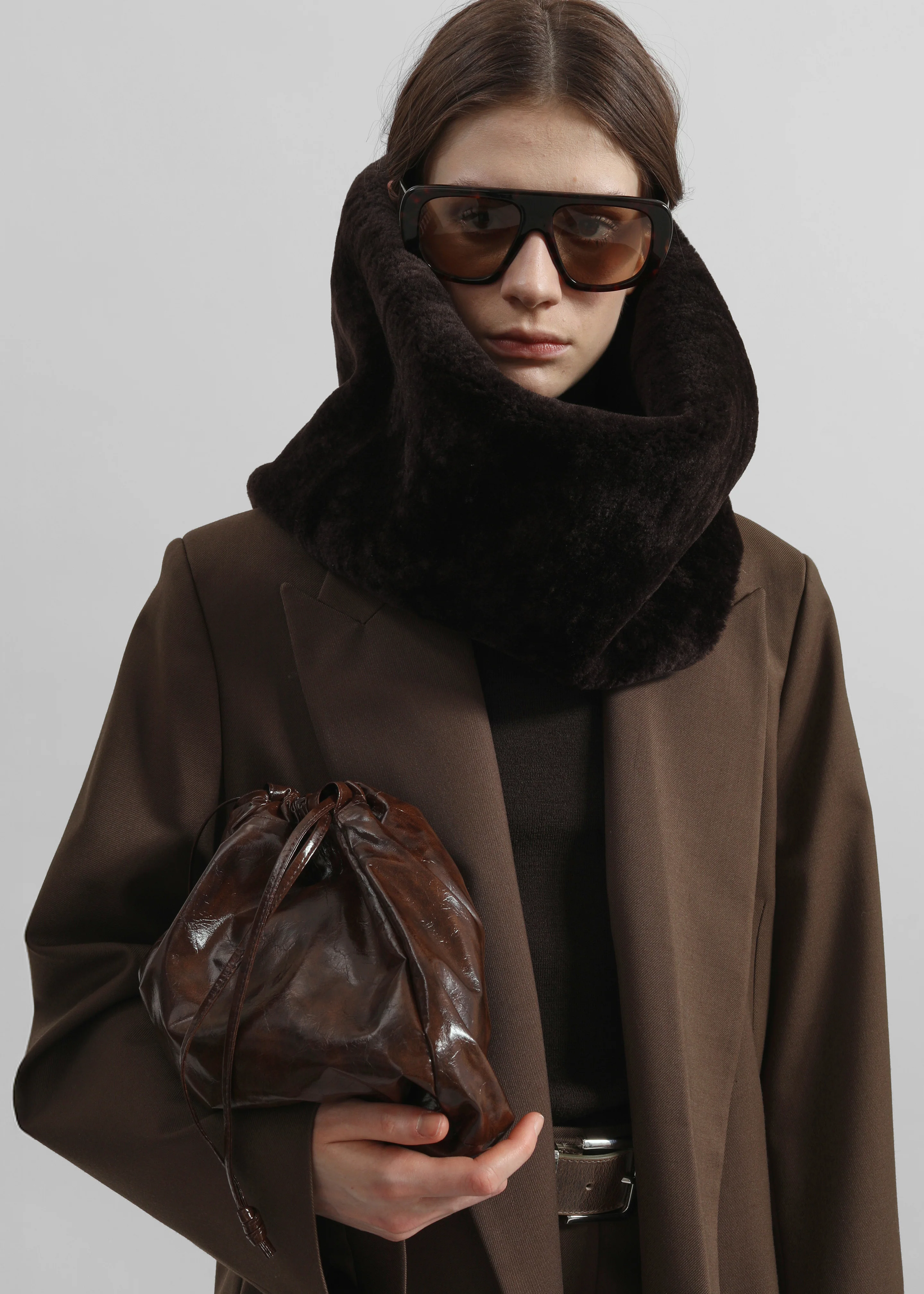 Ginevra Faux Fur Scarf - Brown - Image 2